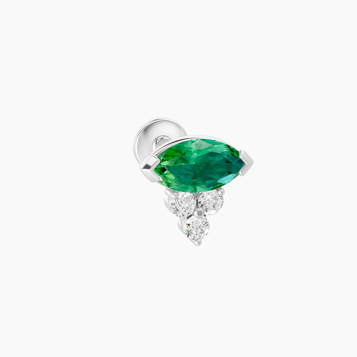 Oya | 18k White Gold 5 mm 7 mm Emerald & Diamond Piercing