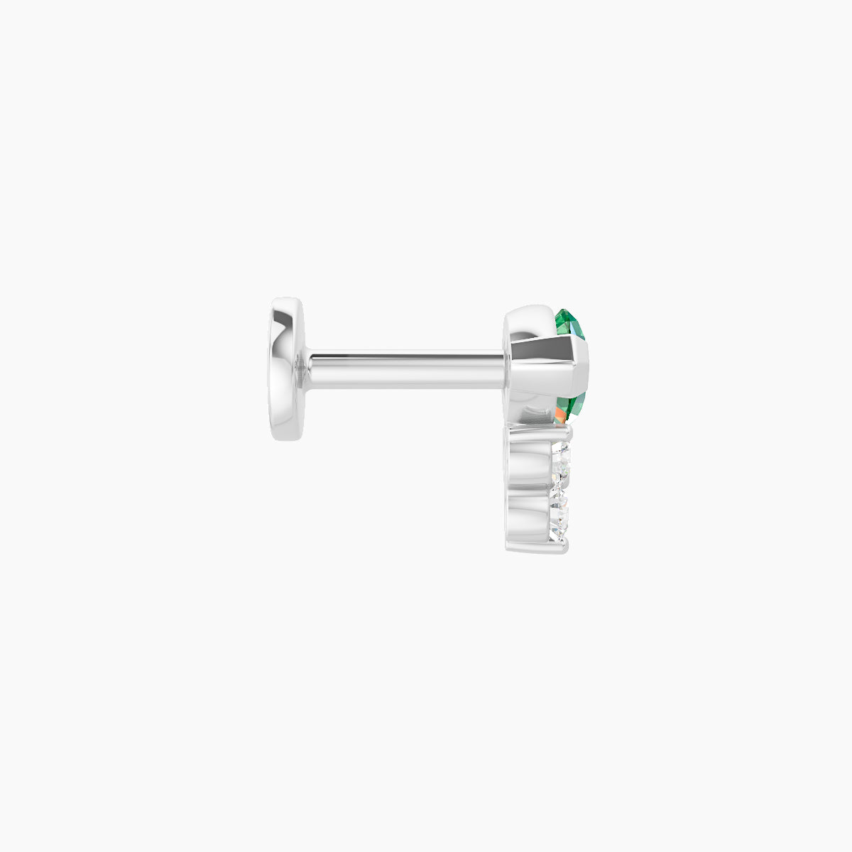 Oya | 18k White Gold 5 mm 7 mm Emerald & Diamond Piercing