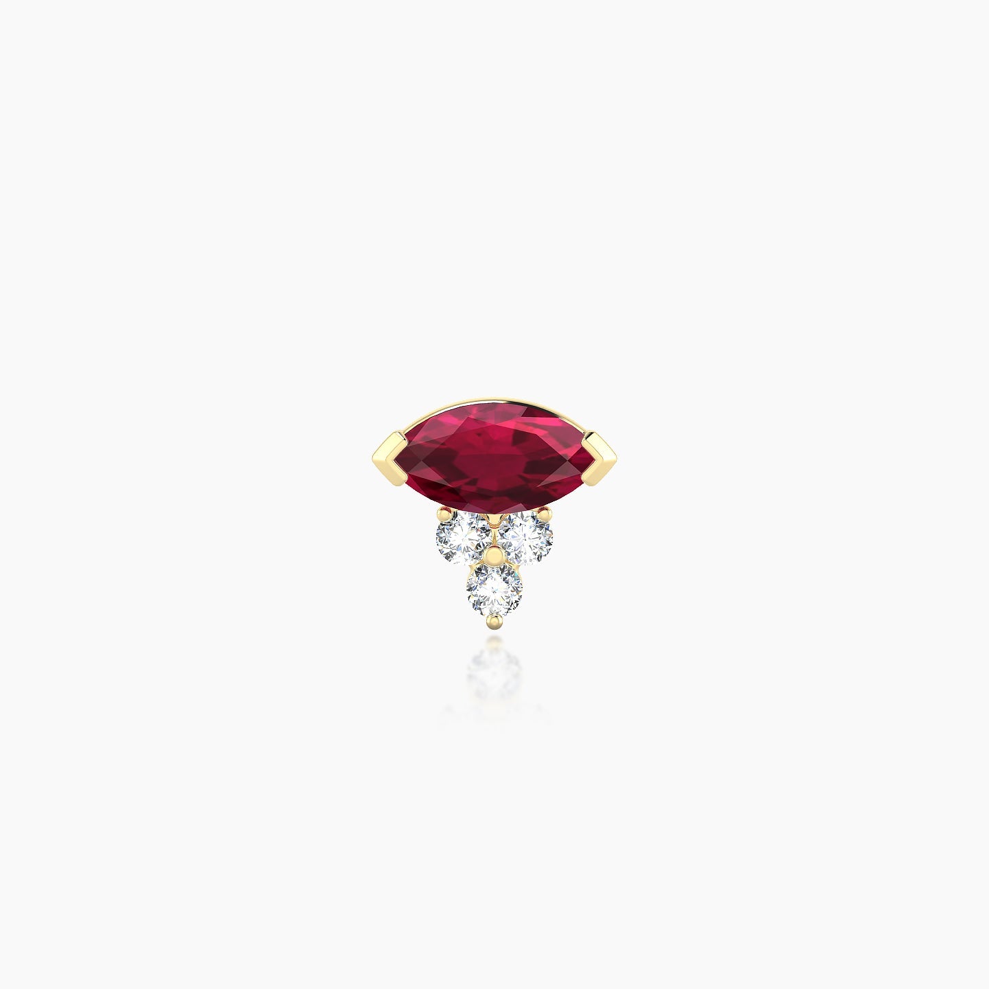 Oya | 18k Yellow Gold 5 mm 7 mm Ruby & Diamond Piercing