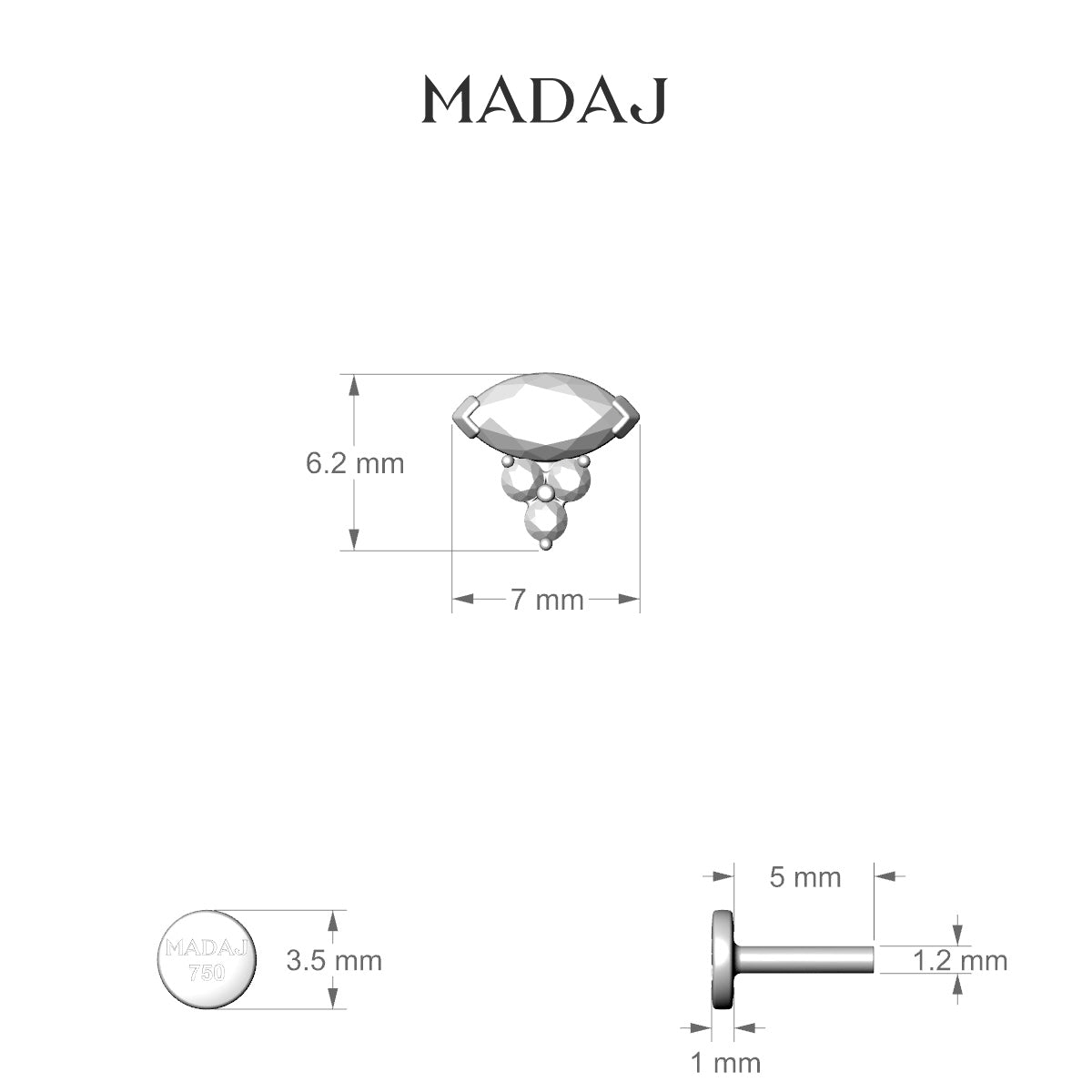 Oya | 18k Rose Gold 5 mm 7 mm Sapphire & Diamond Piercing