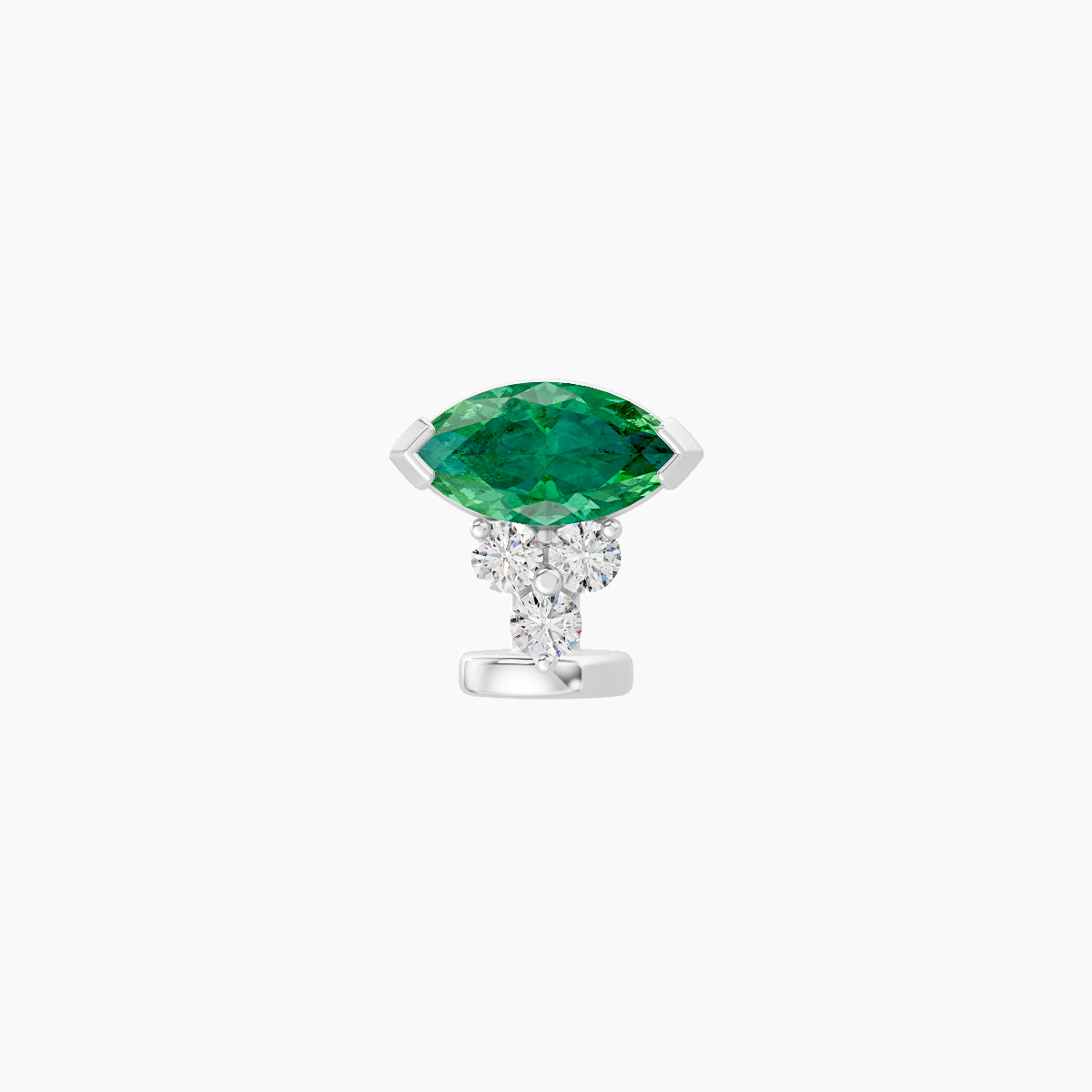 Oya | 18k White Gold 6 mm 7 mm Emerald & Diamond Floating Navel Piercing