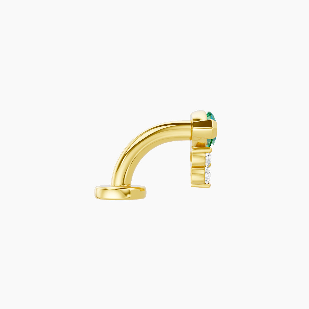 Oya | 18k Yellow Gold 6 mm 7 mm Emerald & Diamond Floating Navel Piercing