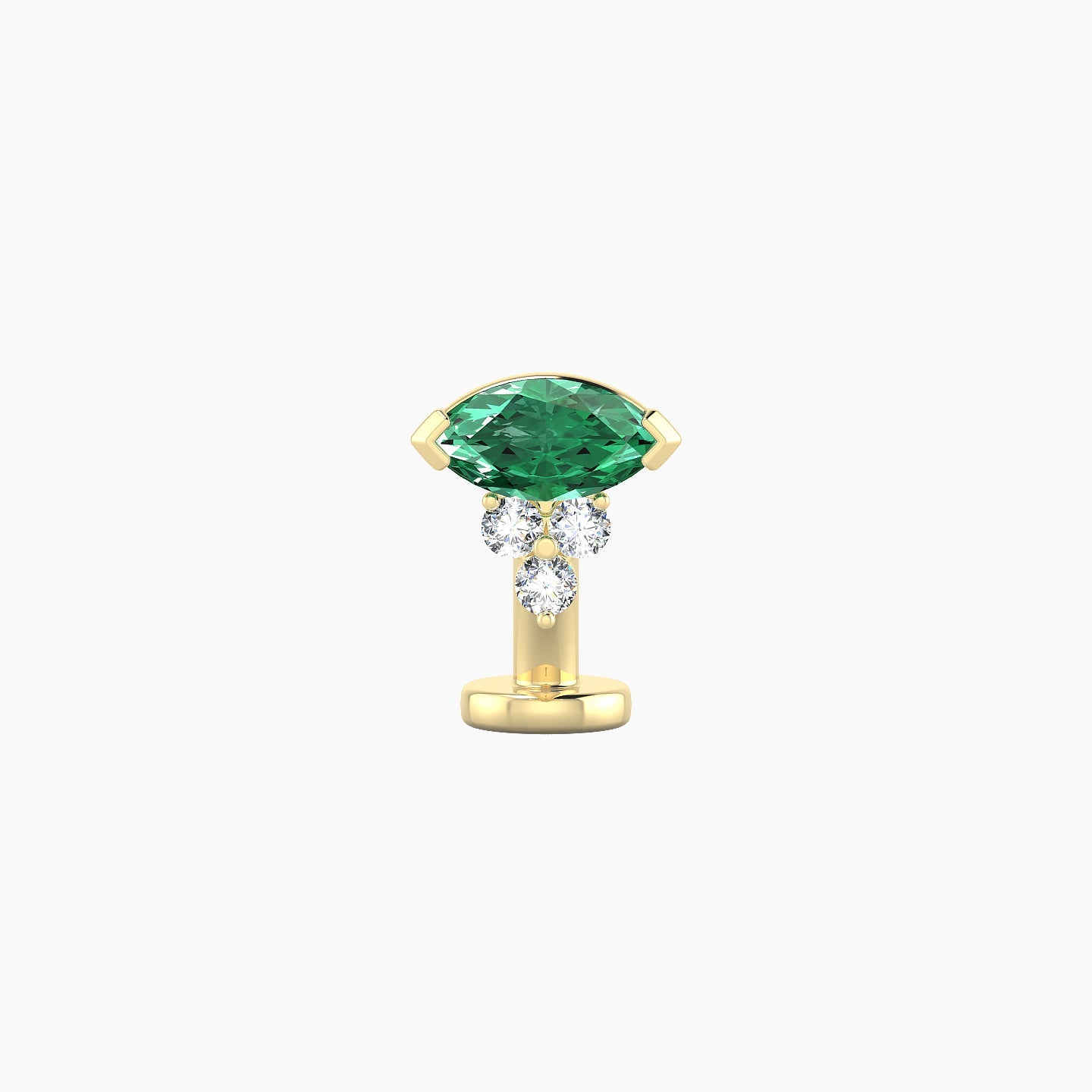 Oya | 18k Yellow Gold 6 mm 7 mm Emerald & Diamond Floating Navel Piercing