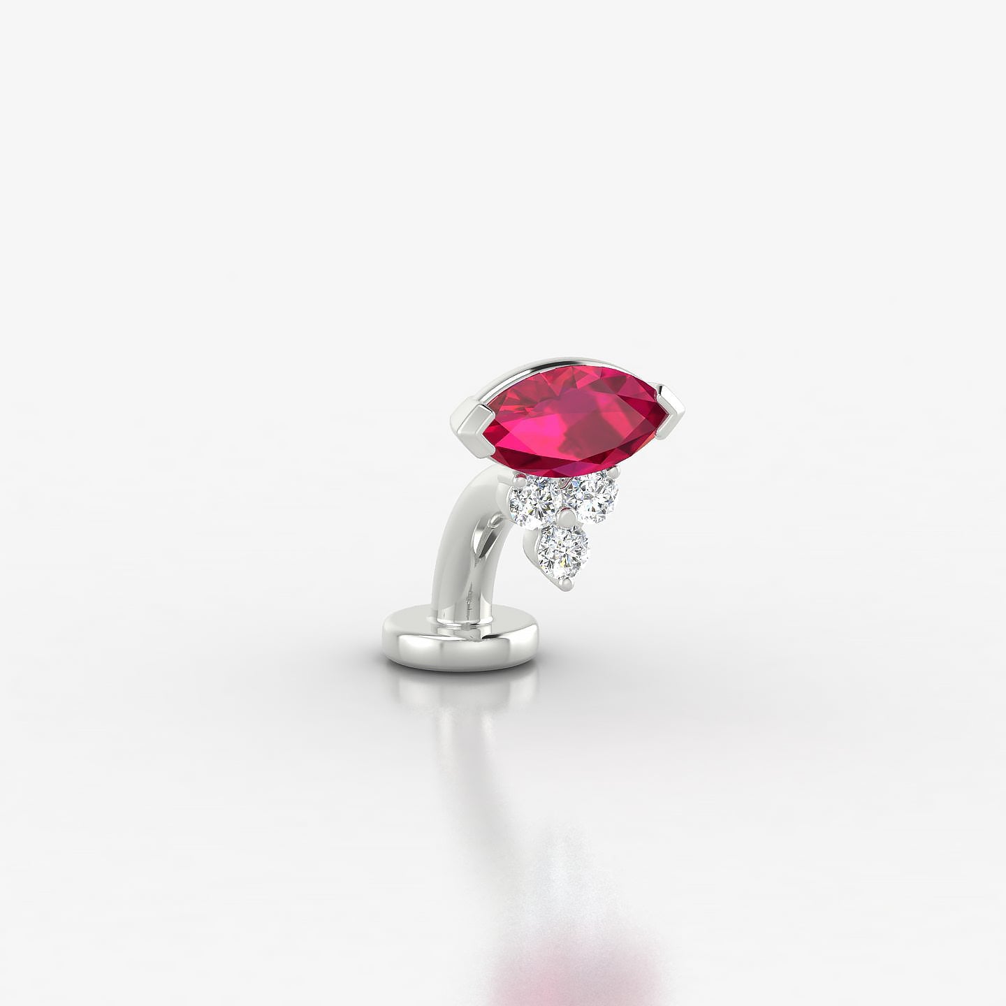 Oya | 18k White Gold 6 mm 7 mm Ruby & Diamond Floating Navel Piercing