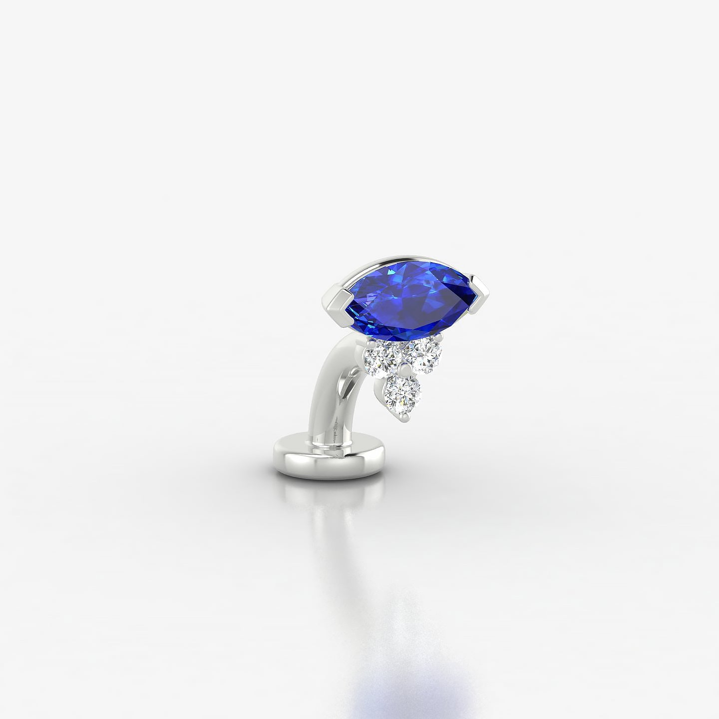 Oya | 18k White Gold 6 mm 7 mm Sapphire & Diamond Floating Navel Piercing