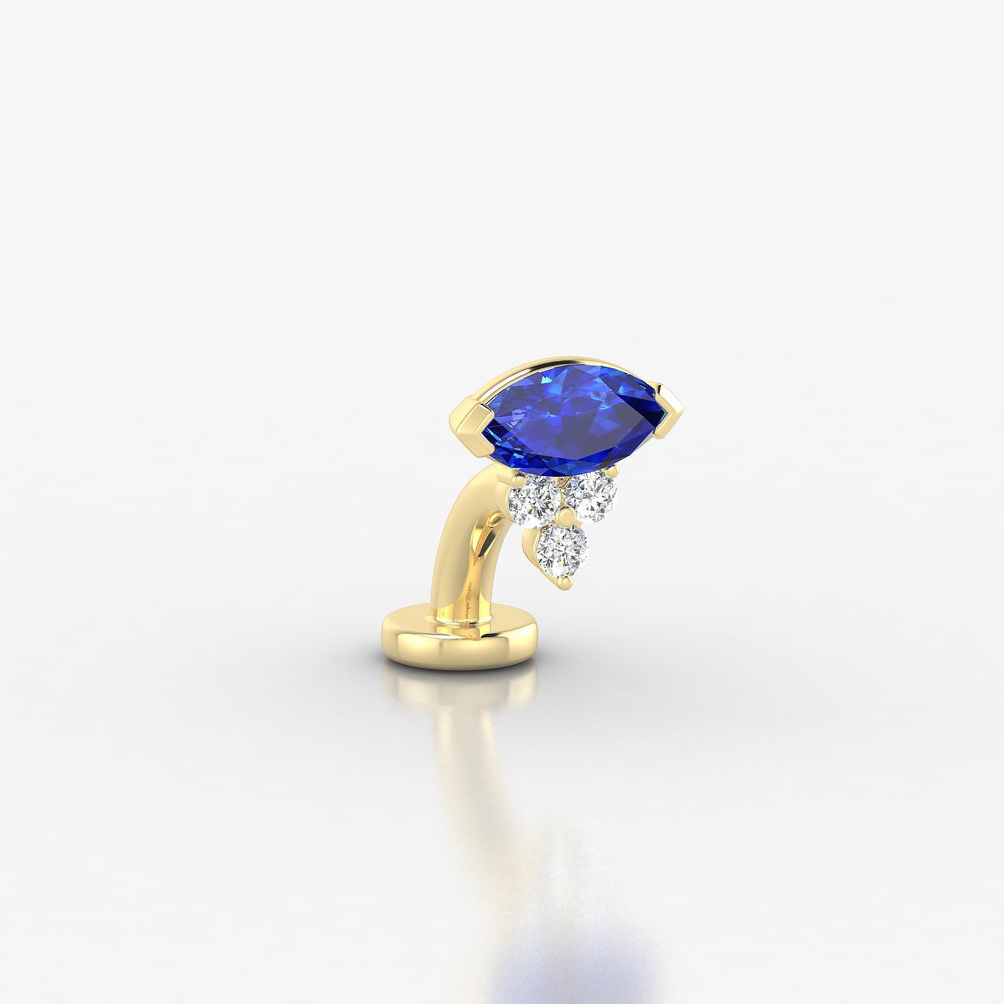 Oya | 18k Yellow Gold 6 mm 7 mm Sapphire & Diamond Floating Navel Piercing