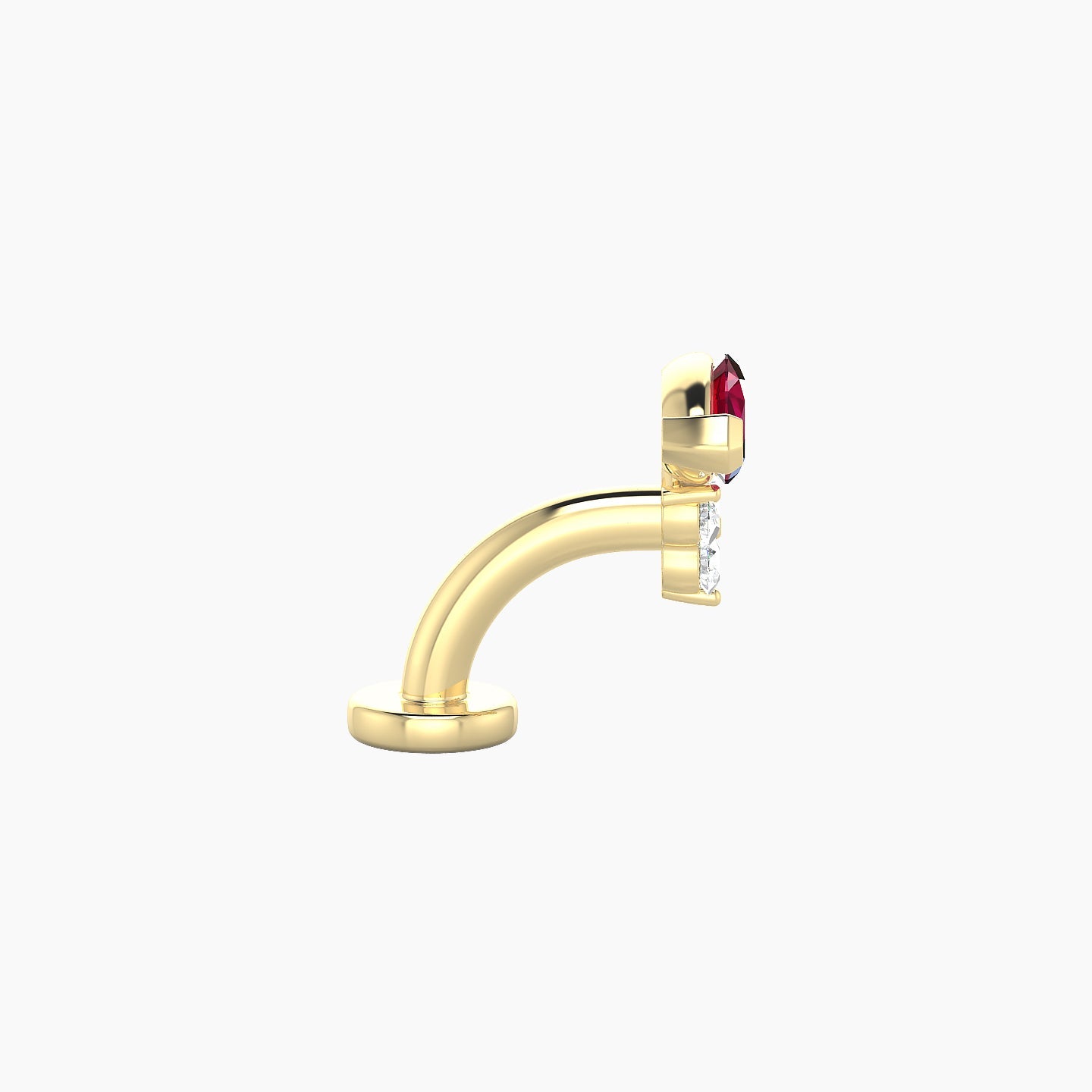 Oya | 18k Yellow Gold 6 mm 7 mm Ruby & Diamond Floating Navel Piercing