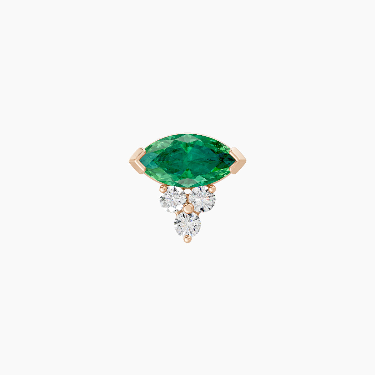 Oya | 18k Rose Gold 6.5 mm 7 mm Emerald & Diamond Nose Piercing