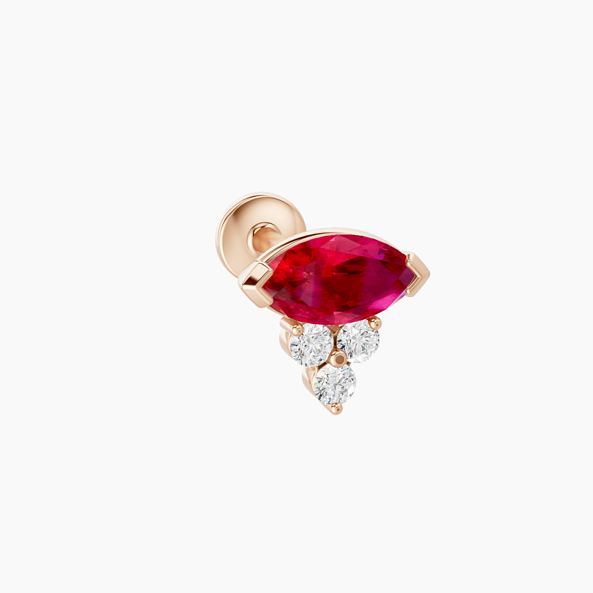 Oya | 18k Rose Gold 6.5 mm 7 mm Ruby & Diamond Nose Piercing