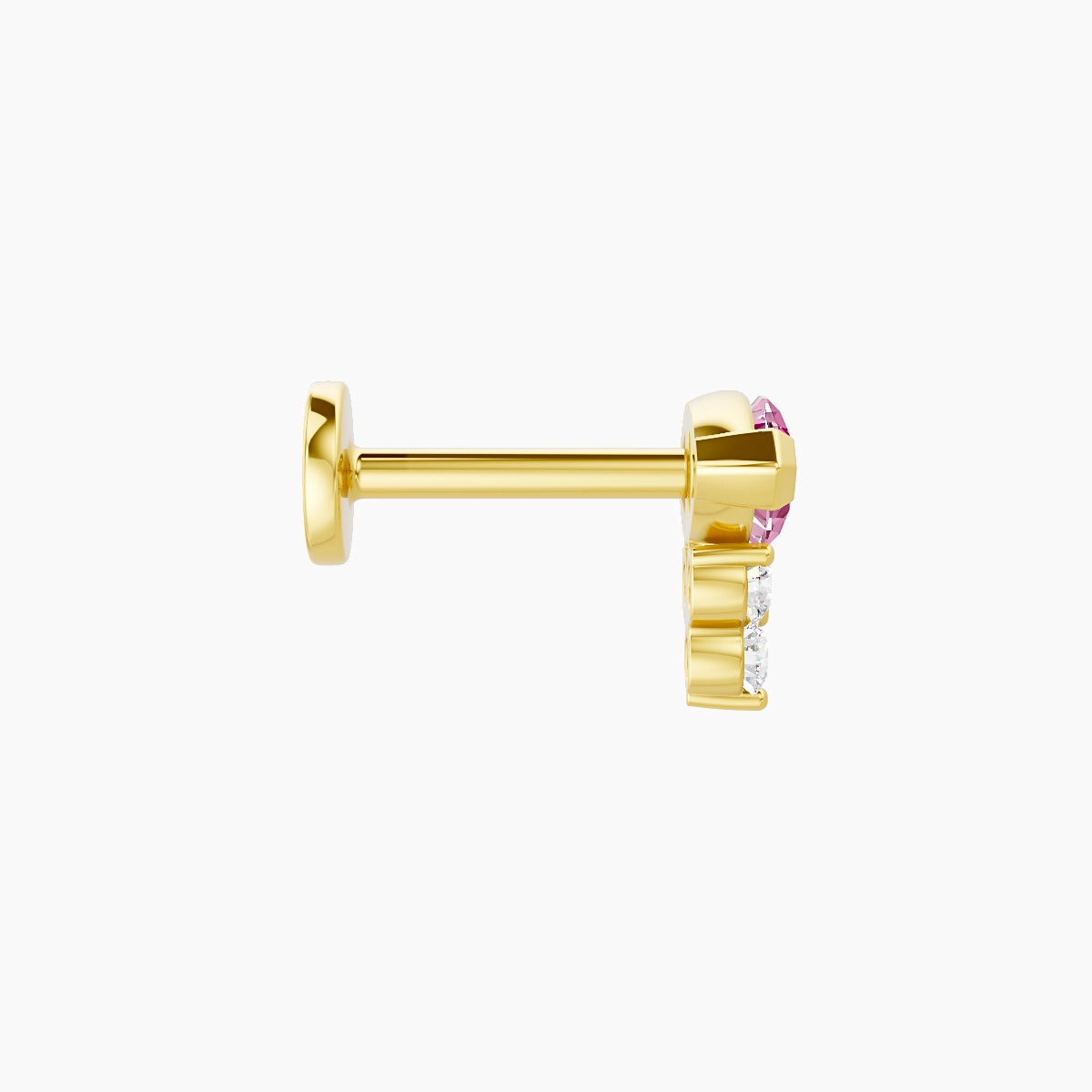 Oya | 18k Yellow Gold 6.5 mm 7 mm Pink Sapphire & Diamond Nose Piercing