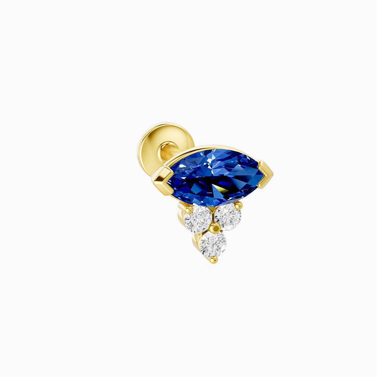 Oya | 18k Yellow Gold 6.5 mm 7 mm Sapphire & Diamond Nose Piercing