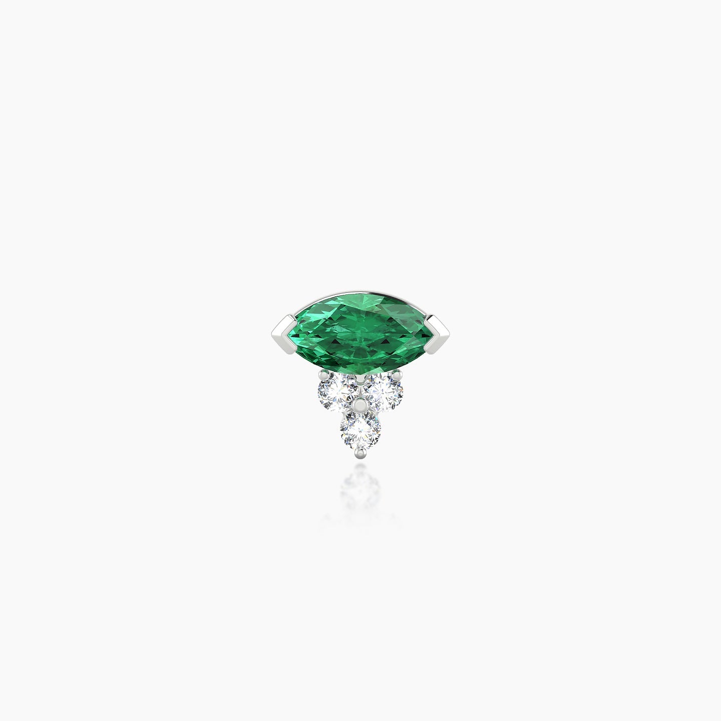 Oya | 18k White Gold 6.5 mm 7 mm Emerald & Diamond Nose Piercing