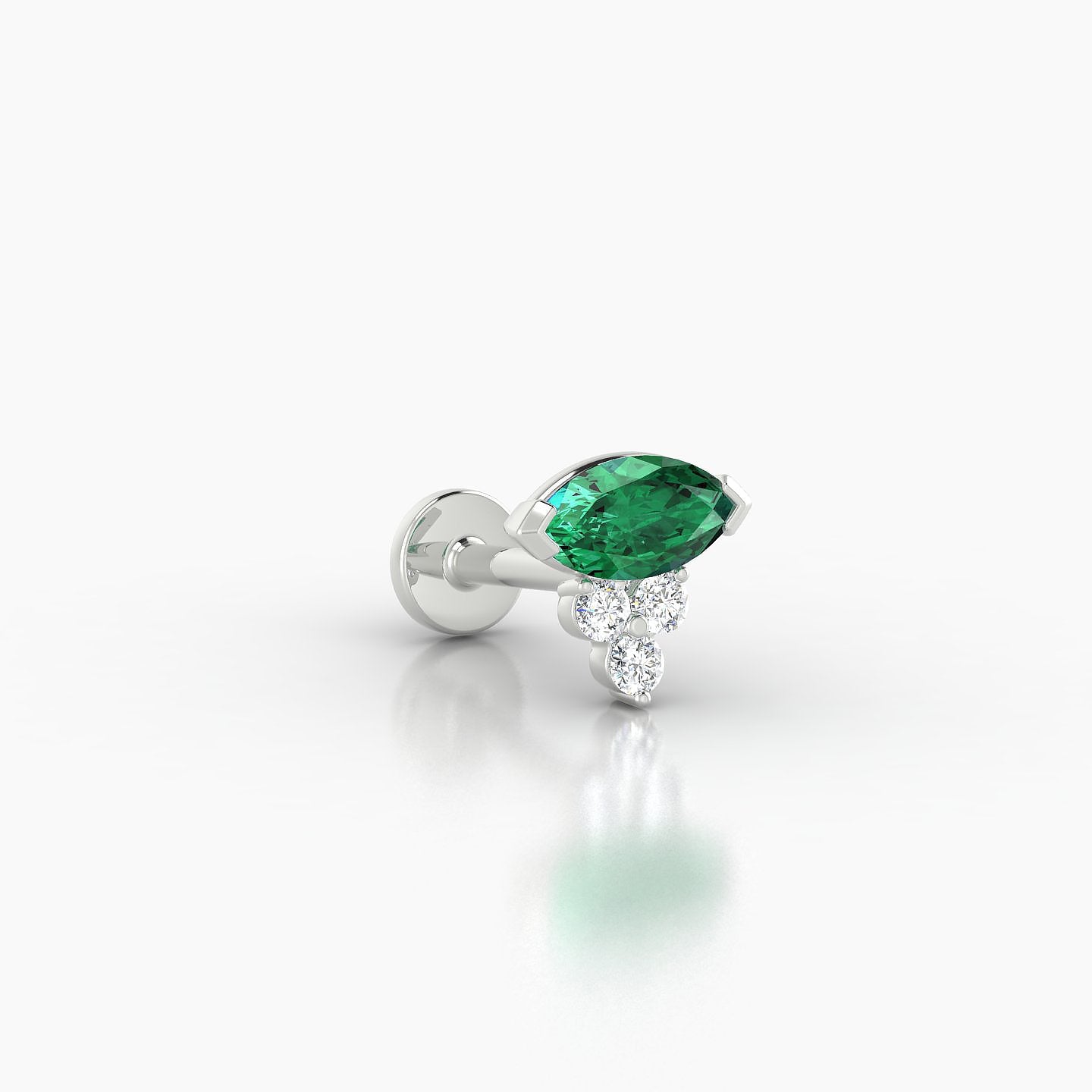 Oya | 18k White Gold 6.5 mm 7 mm Emerald & Diamond Nose Piercing