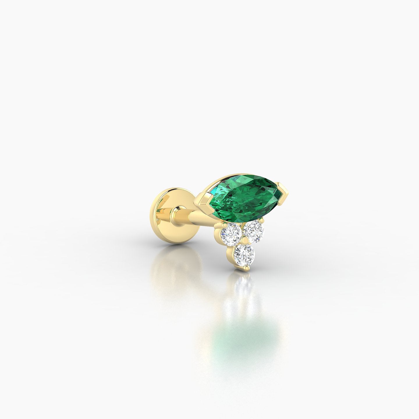 Oya | 18k Yellow Gold 6.5 mm 7 mm Emerald & Diamond Nose Piercing