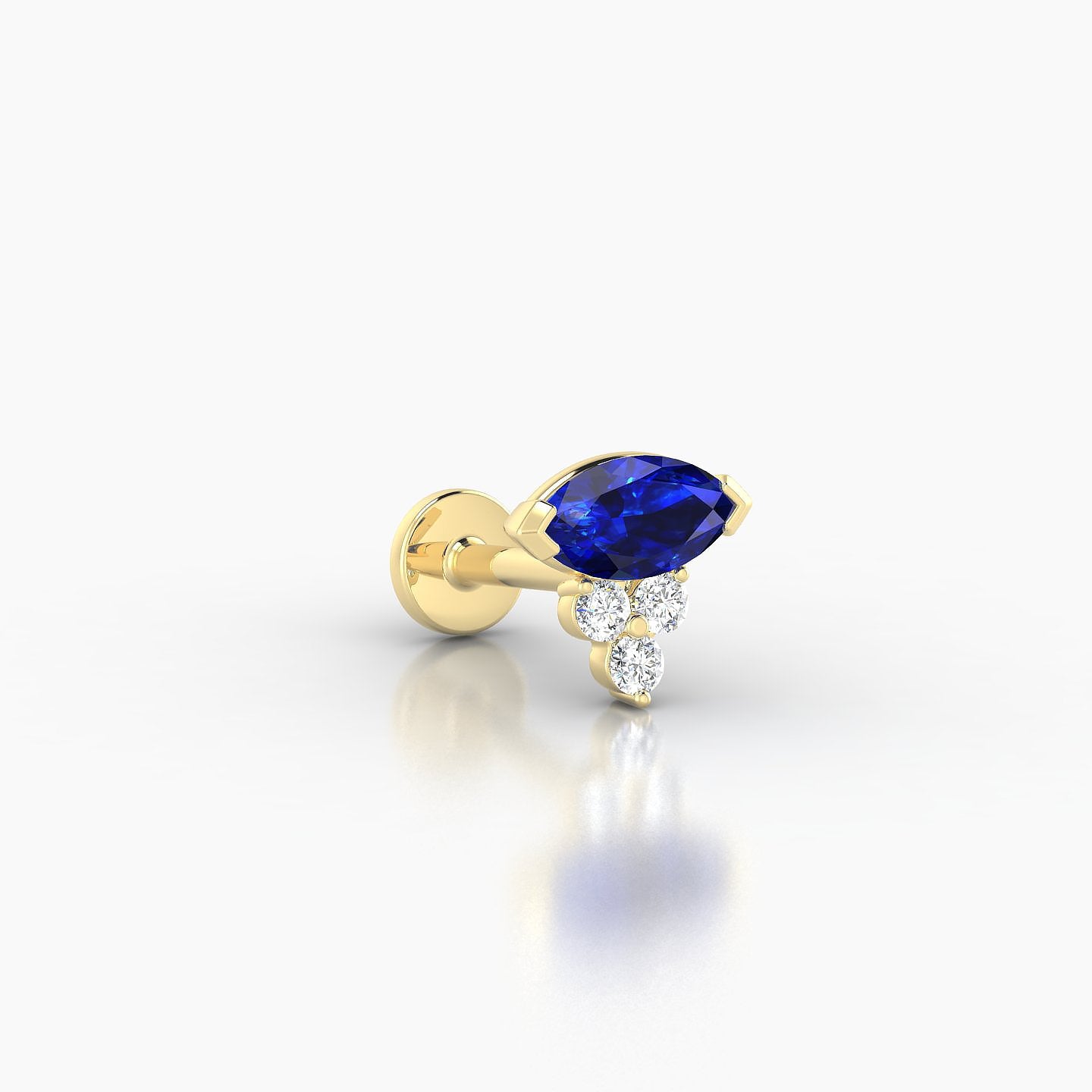 Oya | 18k Yellow Gold 6.5 mm 7 mm Sapphire & Diamond Nose Piercing