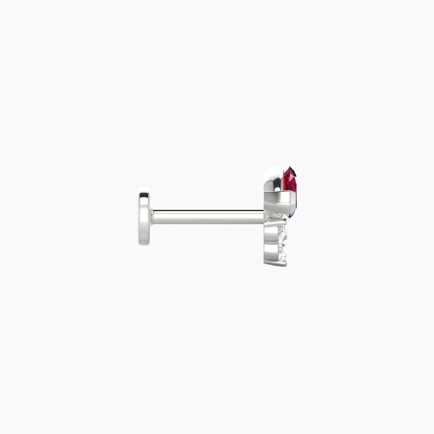 Oya | 18k White Gold 6.5 mm 7 mm Ruby & Diamond Nose Piercing