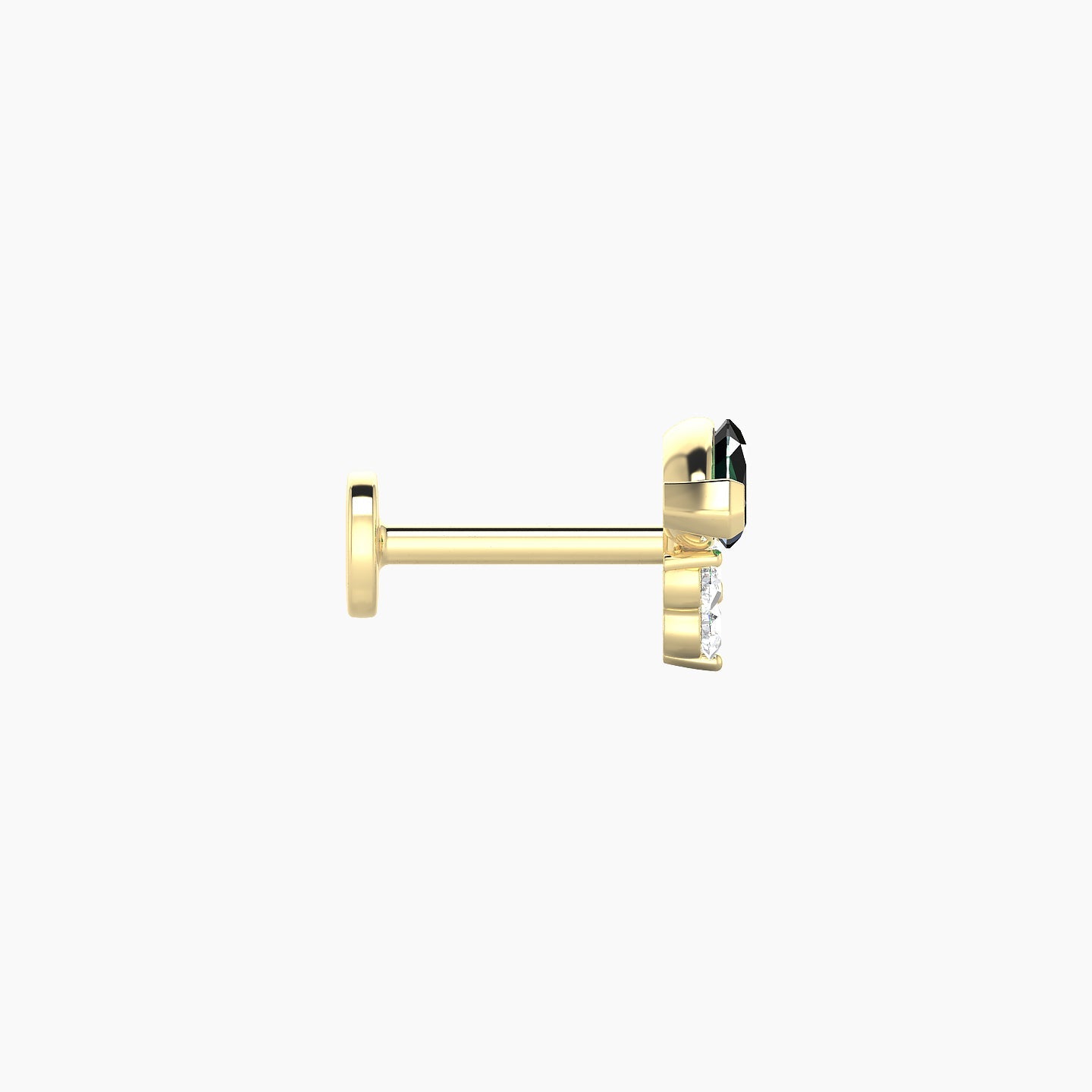 Oya | 18k Yellow Gold 6.5 mm 7 mm Emerald & Diamond Nose Piercing