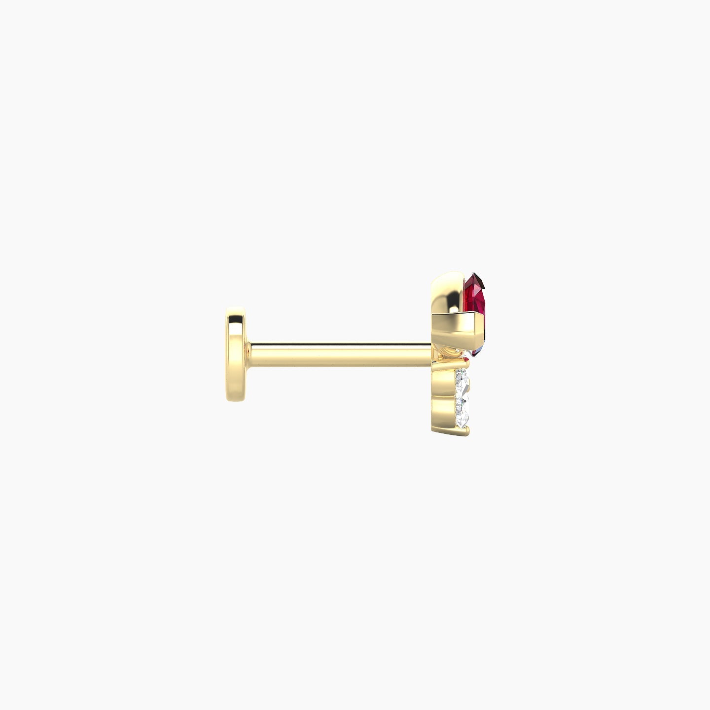 Oya | 18k Yellow Gold 6.5 mm 7 mm Ruby & Diamond Nose Piercing