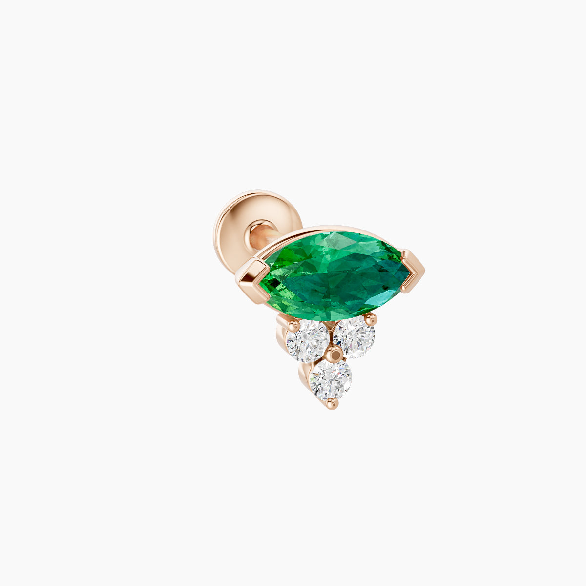 Oya | 18k Rose Gold 6.5 mm 7 mm Emerald & Diamond Piercing