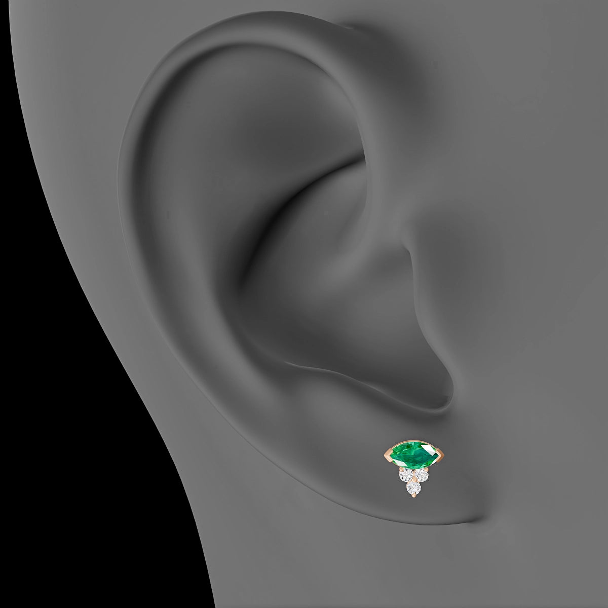 Oya | 18k Rose Gold 6.5 mm 7 mm Emerald & Diamond Piercing