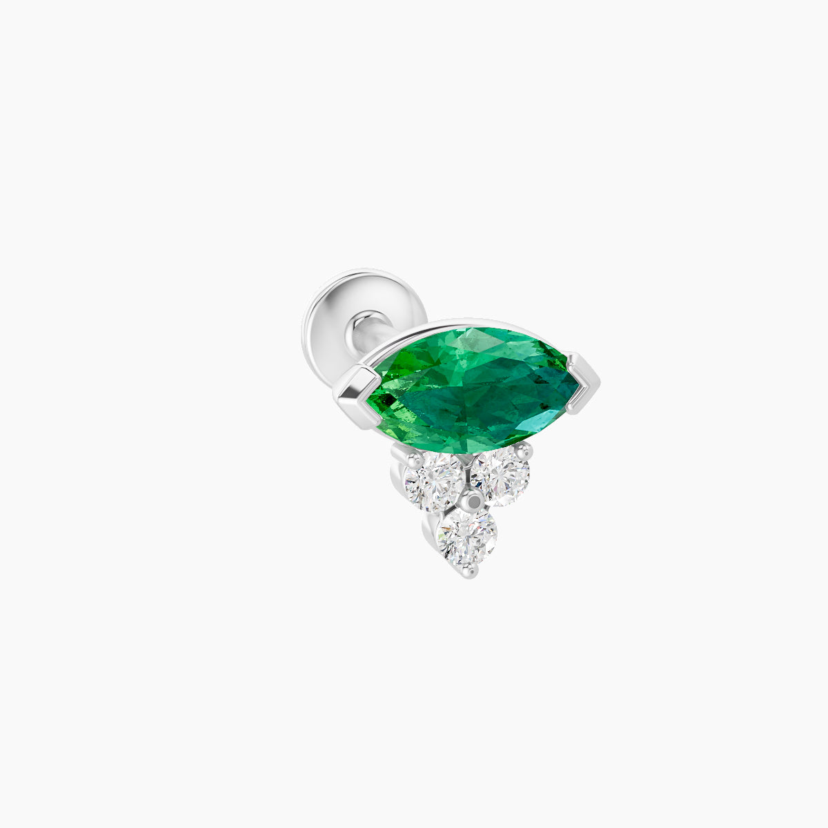 Oya | 18k White Gold 6.5 mm 7 mm Emerald & Diamond Piercing