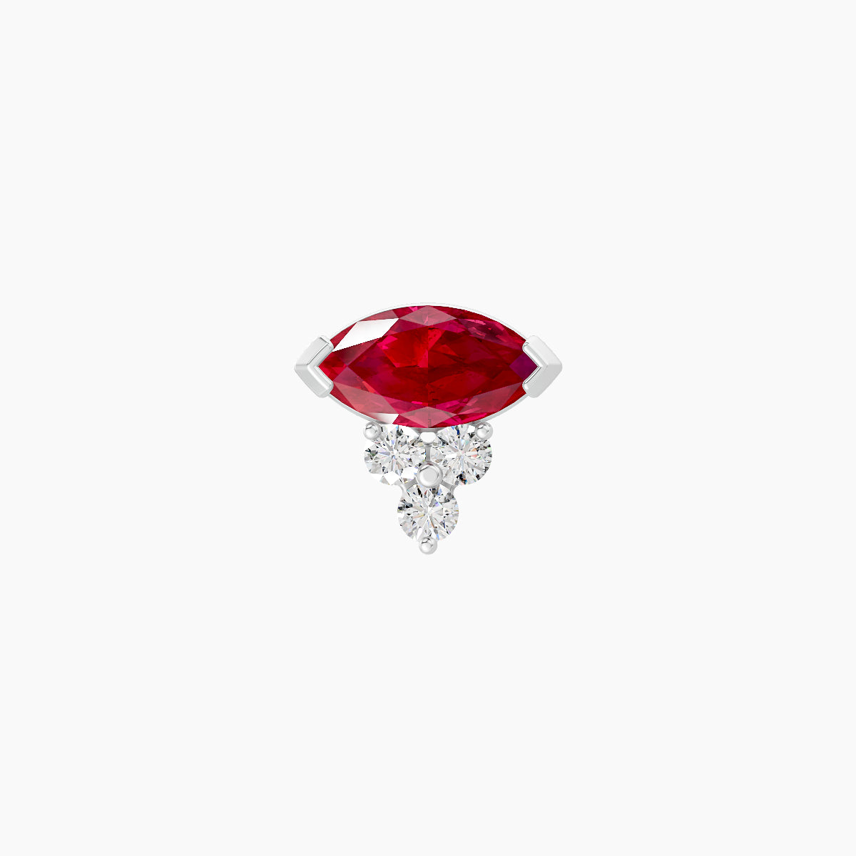 Oya | 18k White Gold 6.5 mm 7 mm Ruby & Diamond Piercing
