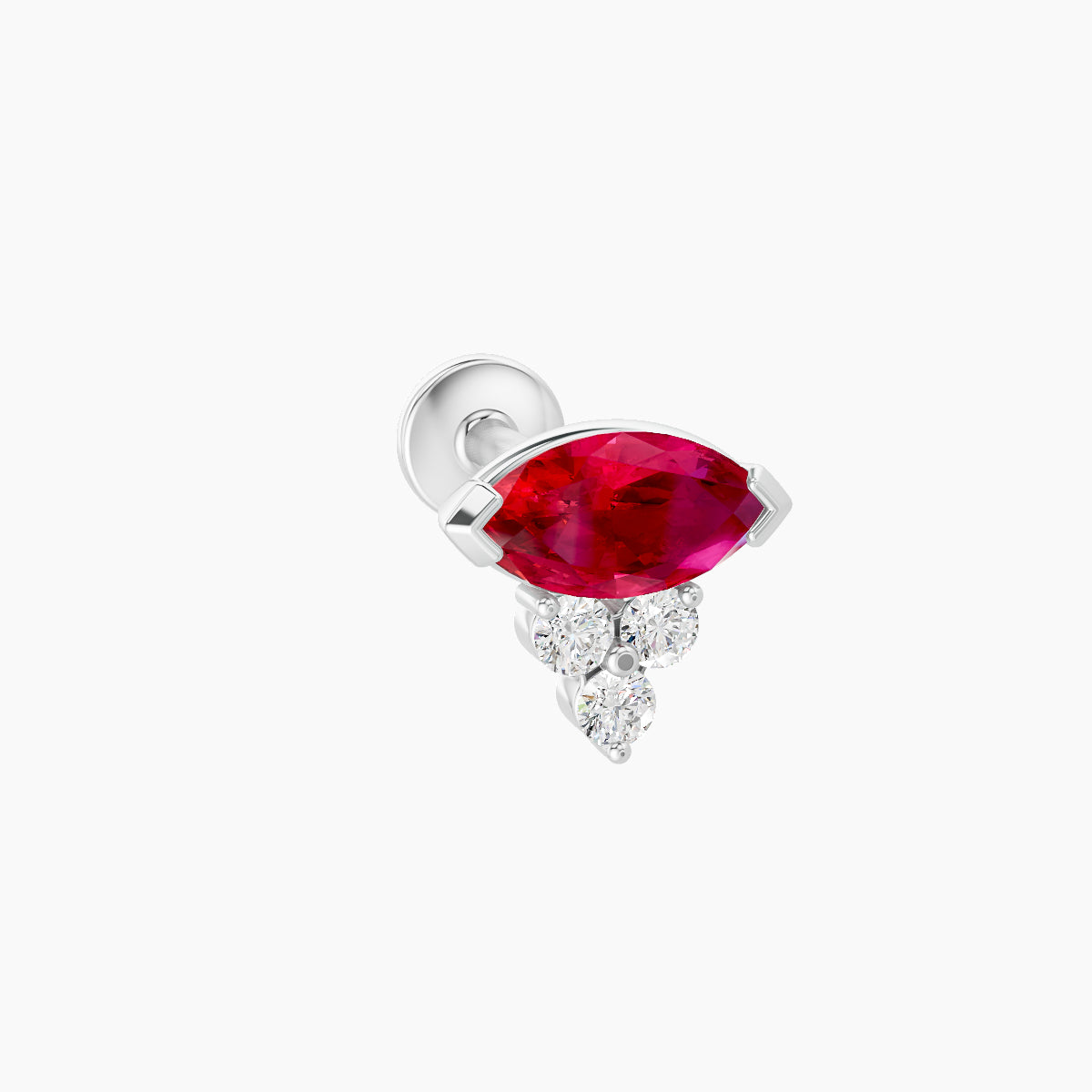 Oya | 18k White Gold 6.5 mm 7 mm Ruby & Diamond Piercing