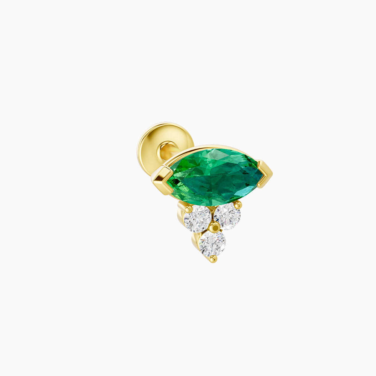 Oya | 18k Yellow Gold 6.5 mm 7 mm Emerald & Diamond Piercing