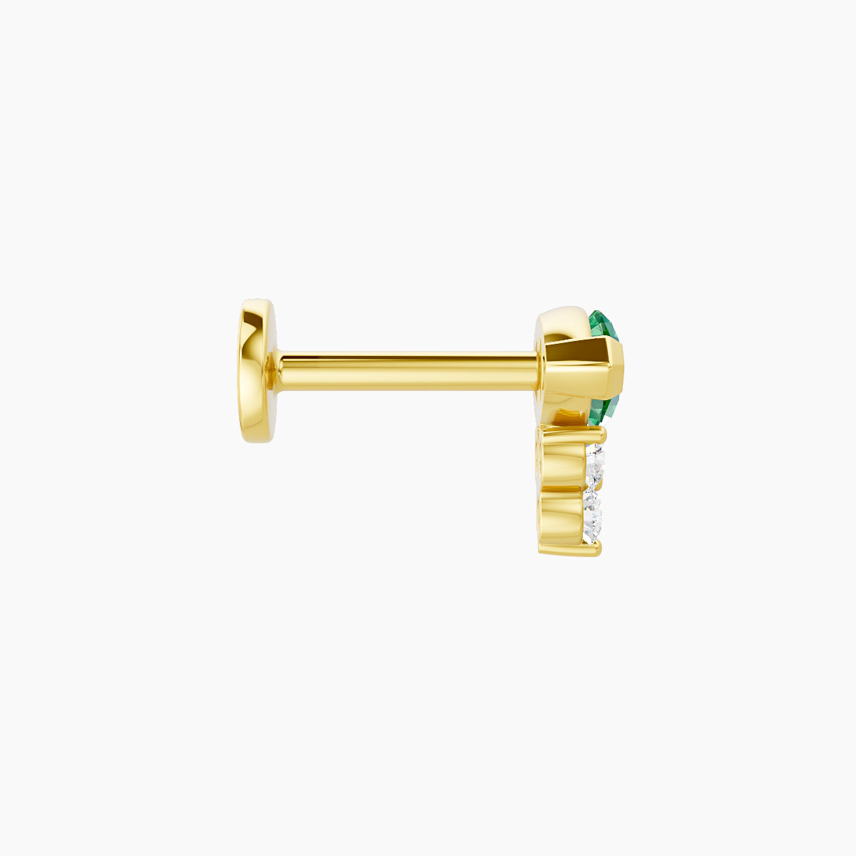 Oya | 18k Yellow Gold 6.5 mm 7 mm Emerald & Diamond Piercing