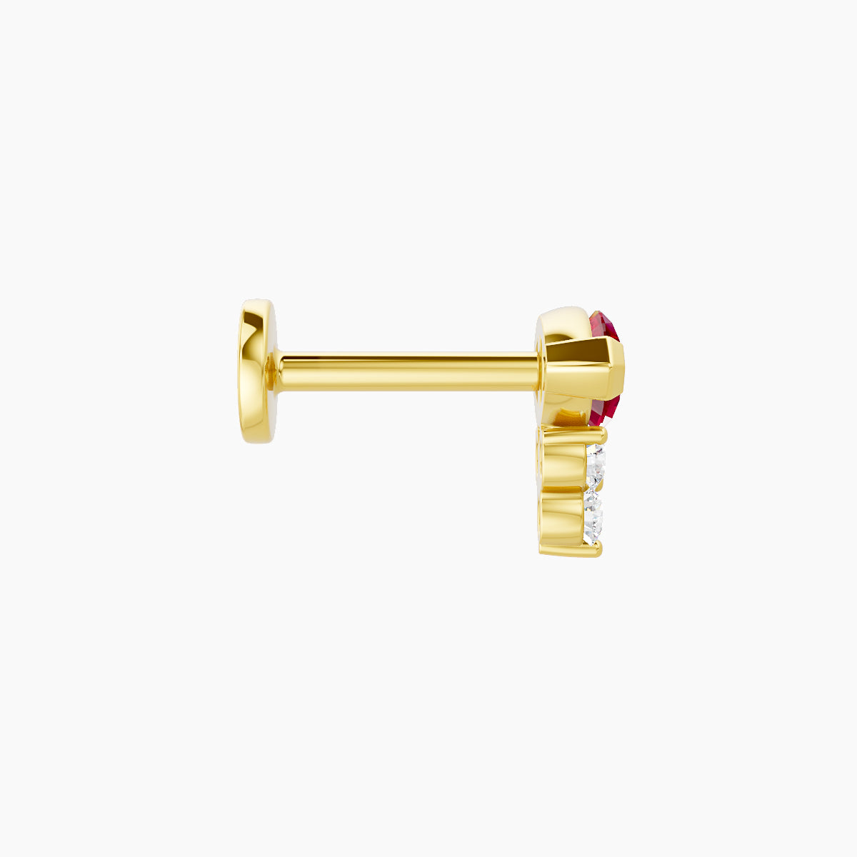Oya | 18k Yellow Gold 6.5 mm 7 mm Ruby & Diamond Piercing