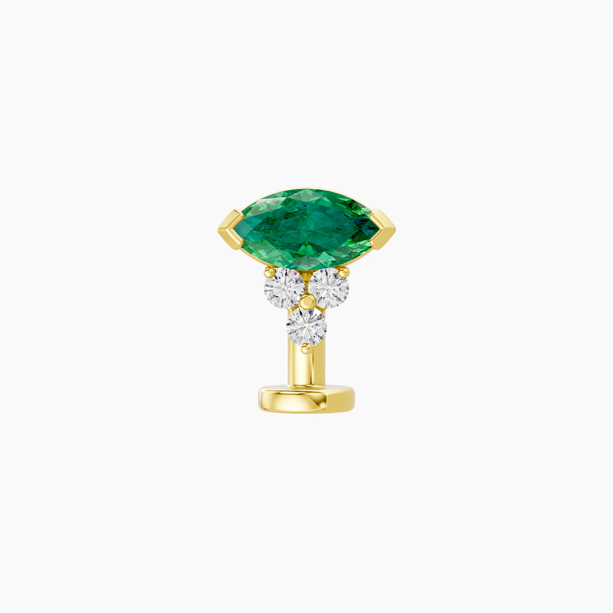 Oya | 18k Yellow Gold 8 mm 7 mm Emerald & Diamond Floating Navel Piercing