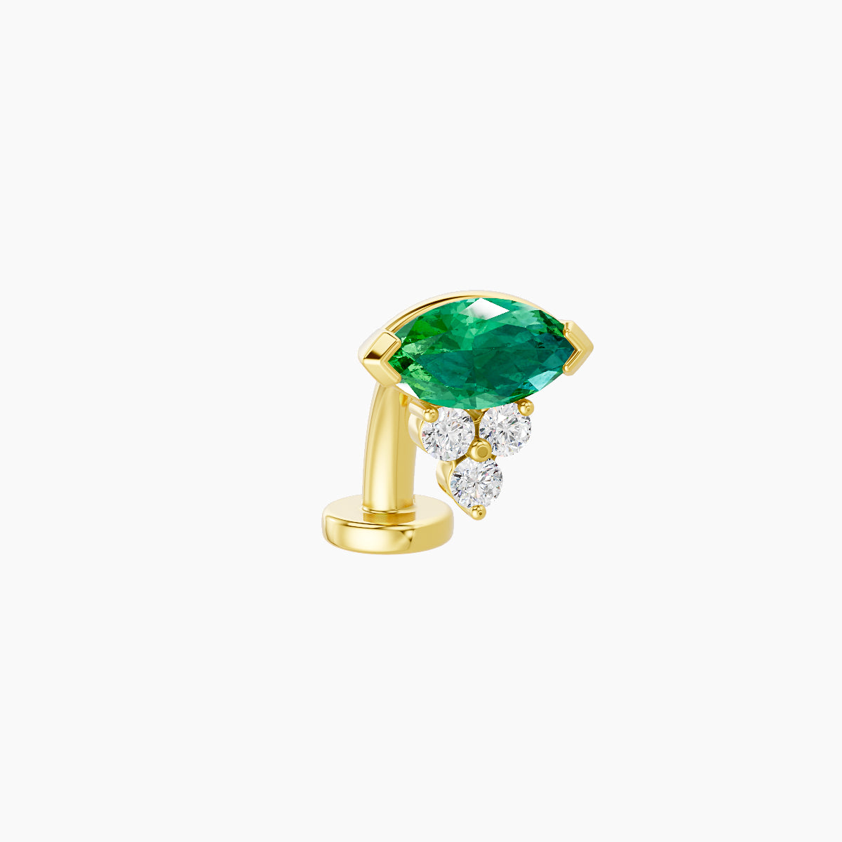 Oya | 18k Yellow Gold 8 mm 7 mm Emerald & Diamond Floating Navel Piercing