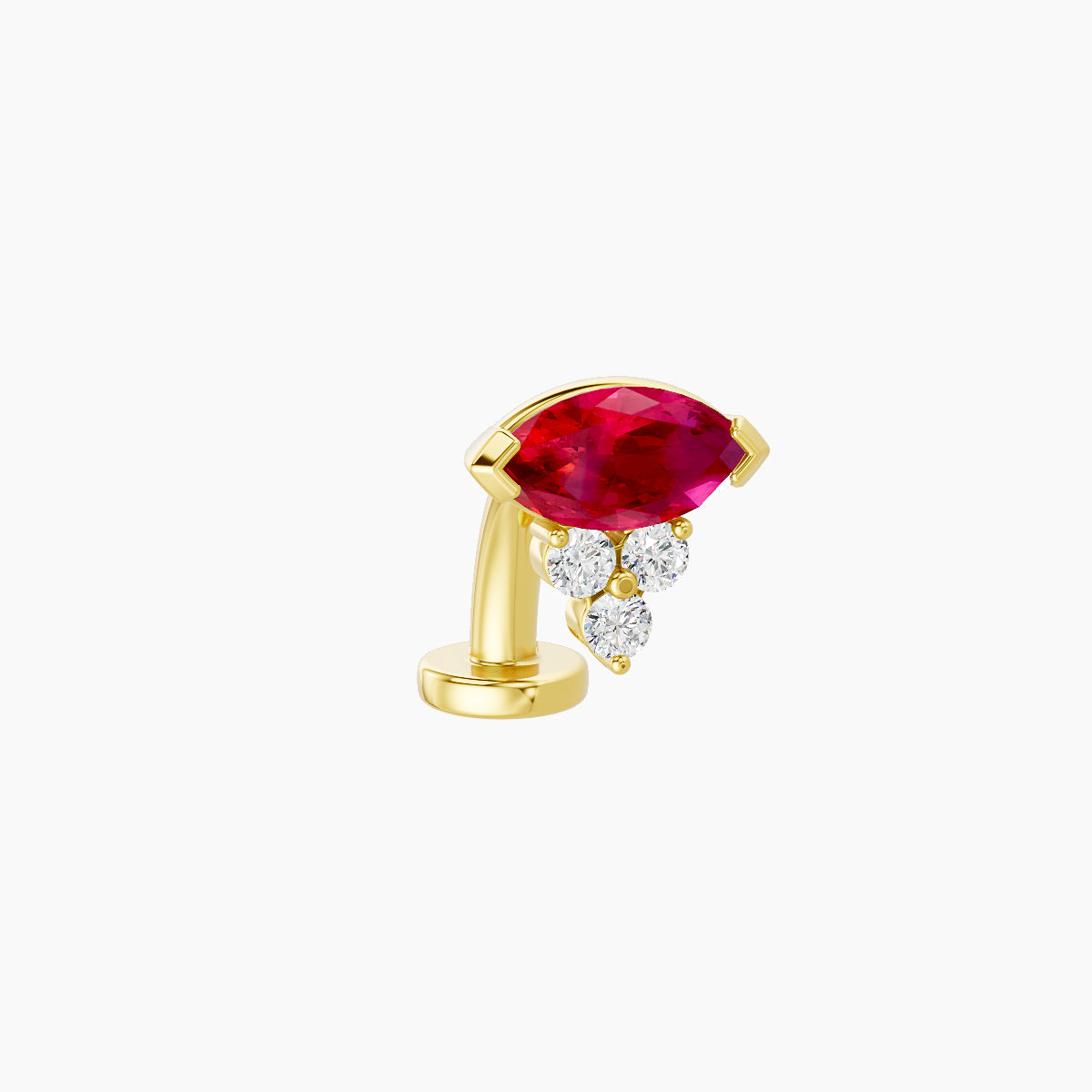 Oya | 18k Yellow Gold 8 mm 7 mm Ruby & Diamond Floating Navel Piercing
