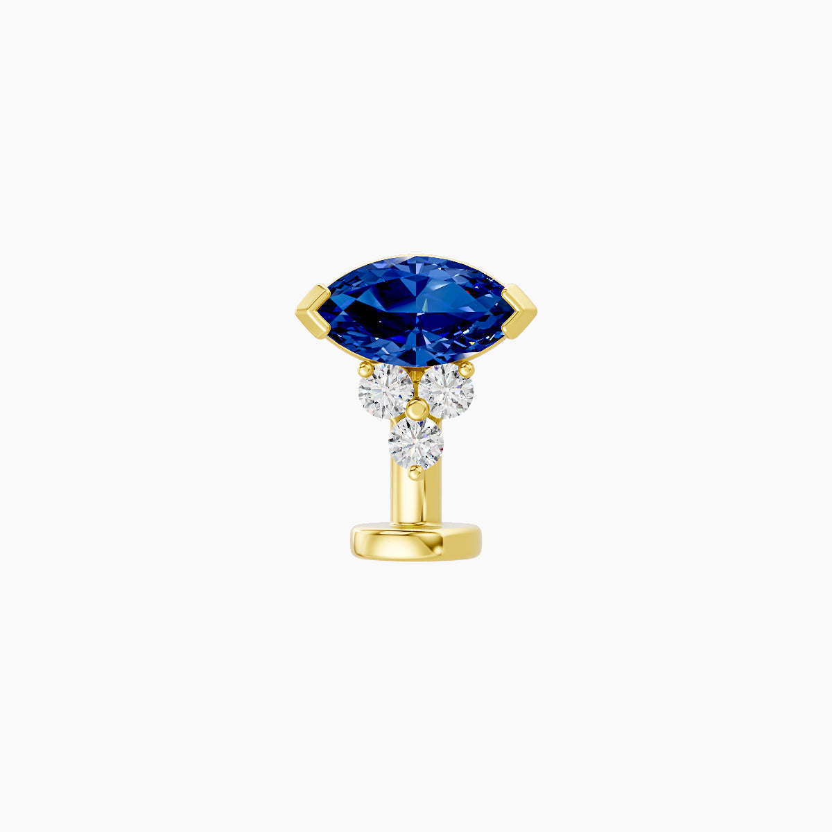 Oya | 18k Yellow Gold 8 mm 7 mm Sapphire & Diamond Floating Navel Piercing