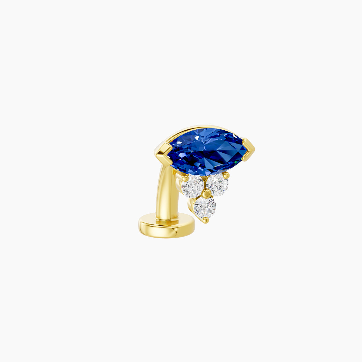 Oya | 18k Yellow Gold 8 mm 7 mm Sapphire & Diamond Floating Navel Piercing