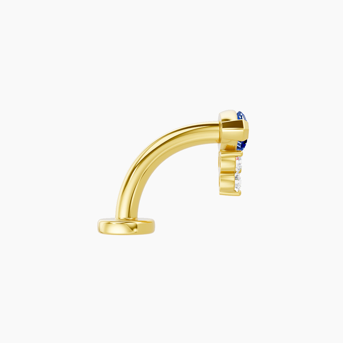 Oya | 18k Yellow Gold 8 mm 7 mm Sapphire & Diamond Floating Navel Piercing