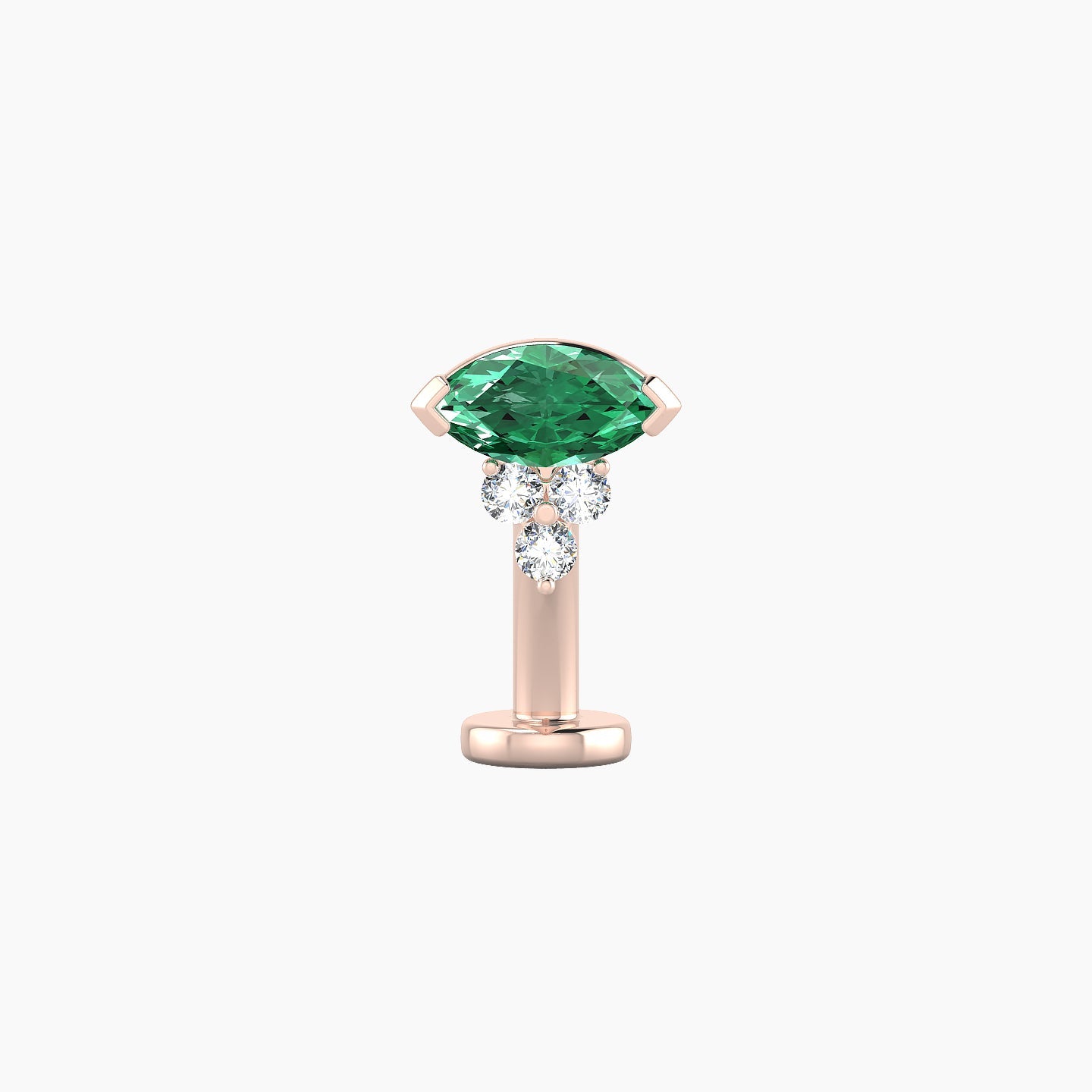 Oya | 18k Rose Gold 8 mm 7 mm Emerald & Diamond Floating Navel Piercing
