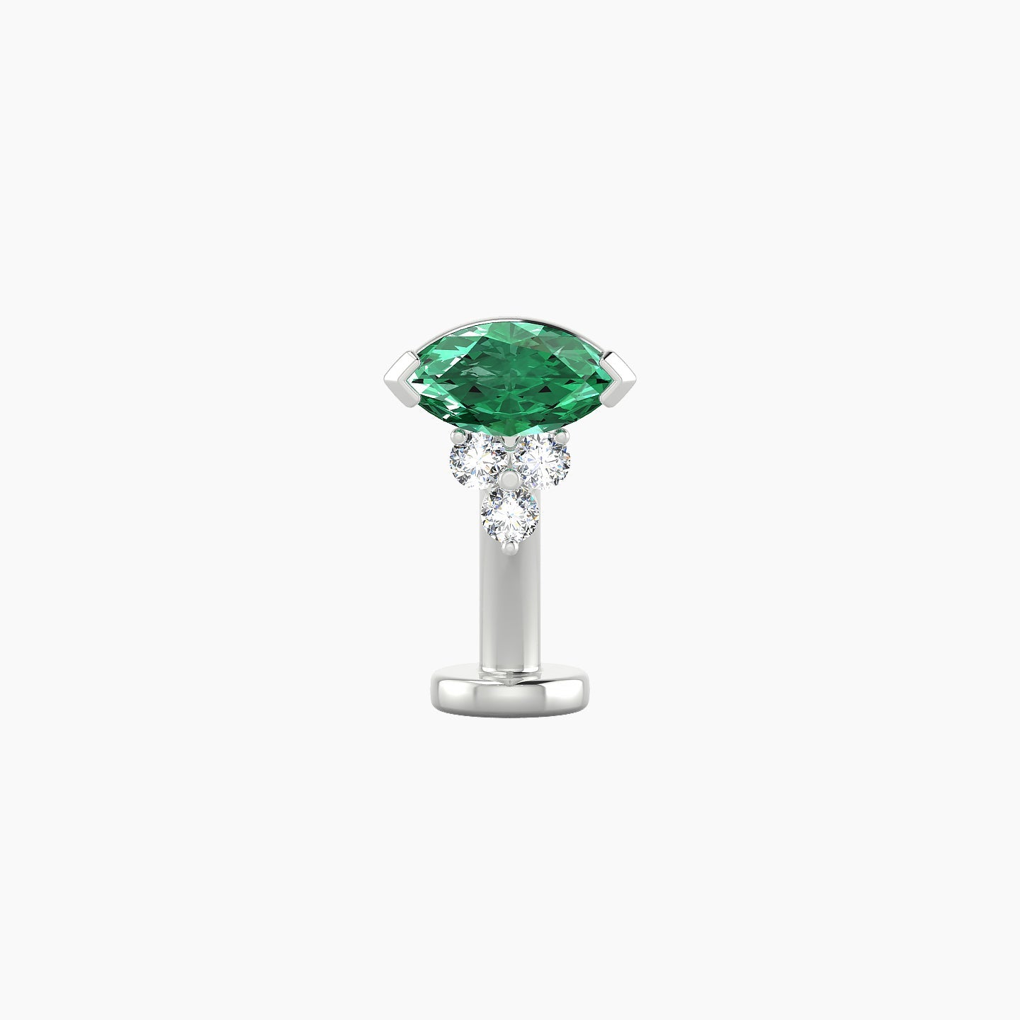 Oya | 18k White Gold 8 mm 7 mm Emerald & Diamond Floating Navel Piercing