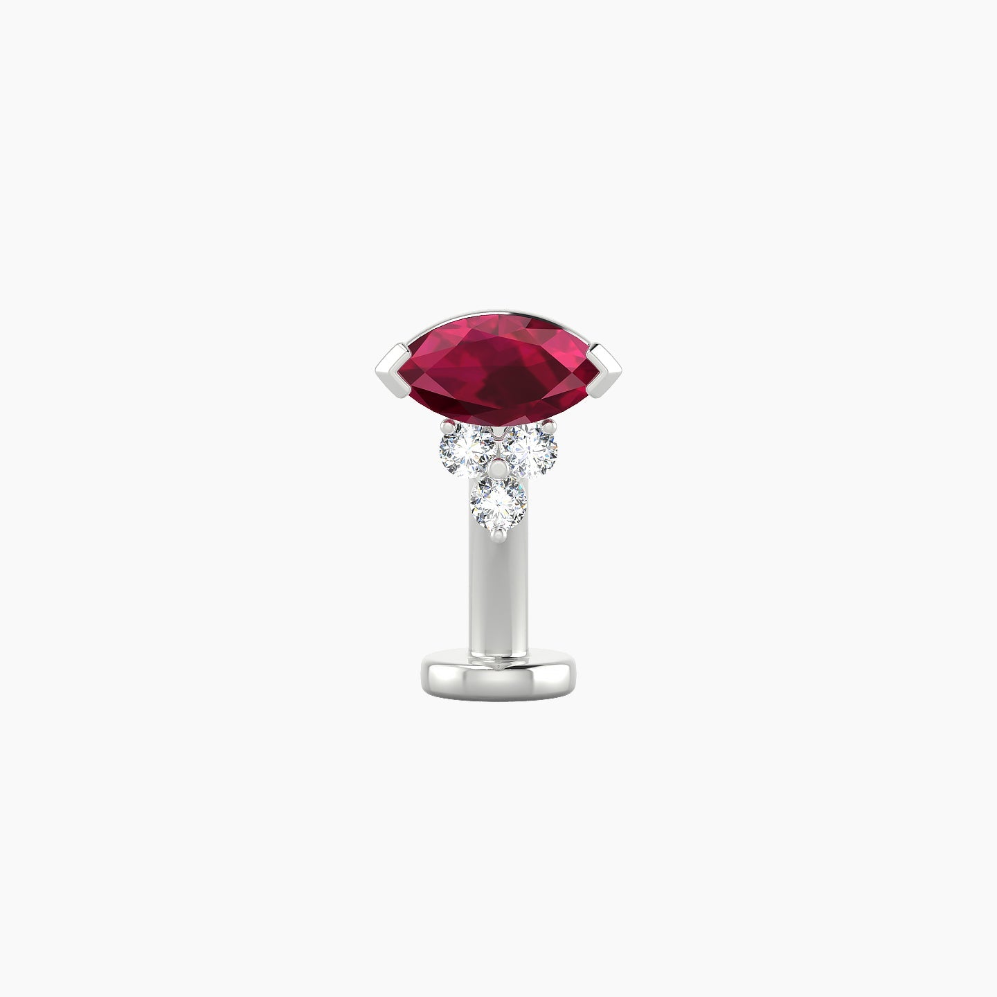 Oya | 18k White Gold 8 mm 7 mm Ruby & Diamond Floating Navel Piercing