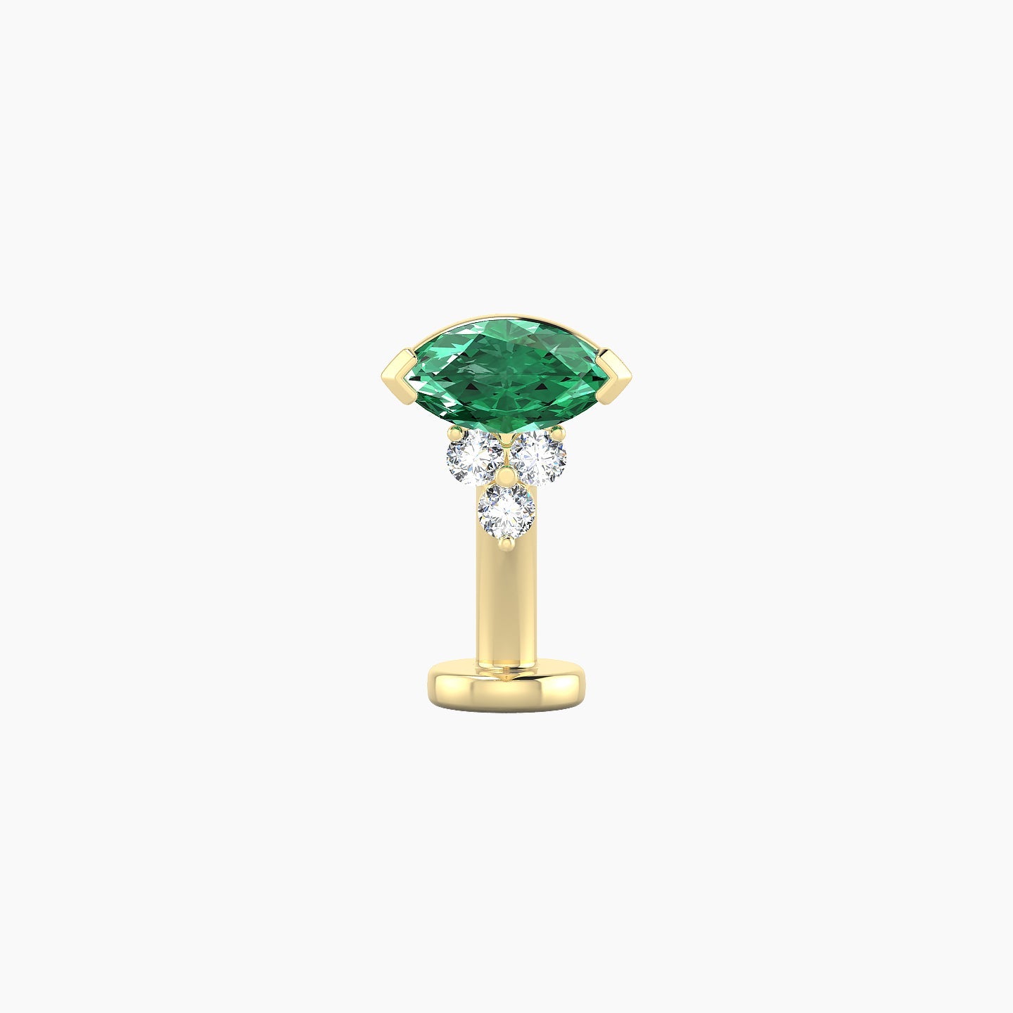 Oya | 18k Yellow Gold 8 mm 7 mm Emerald & Diamond Floating Navel Piercing