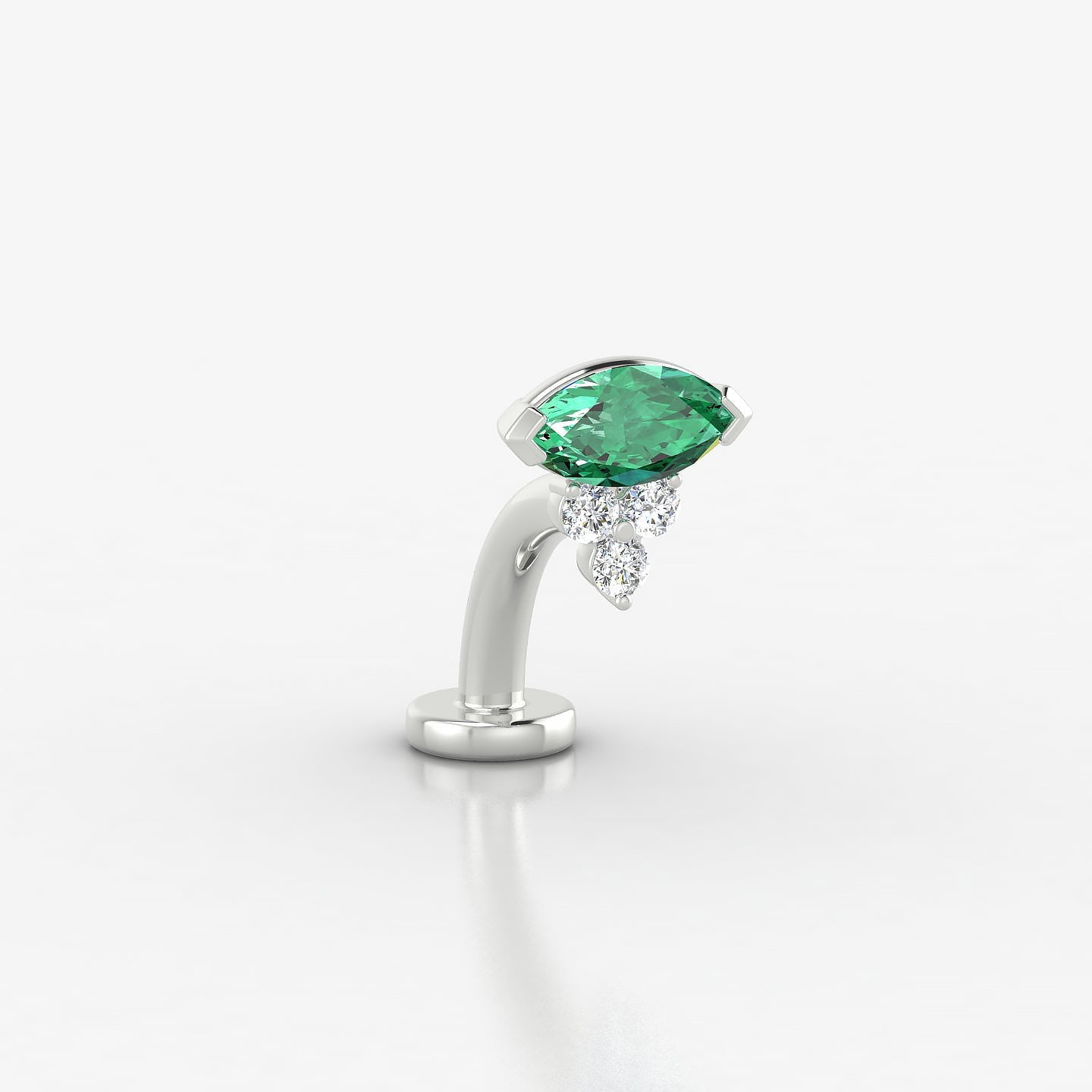 Oya | 18k White Gold 8 mm 7 mm Emerald & Diamond Floating Navel Piercing