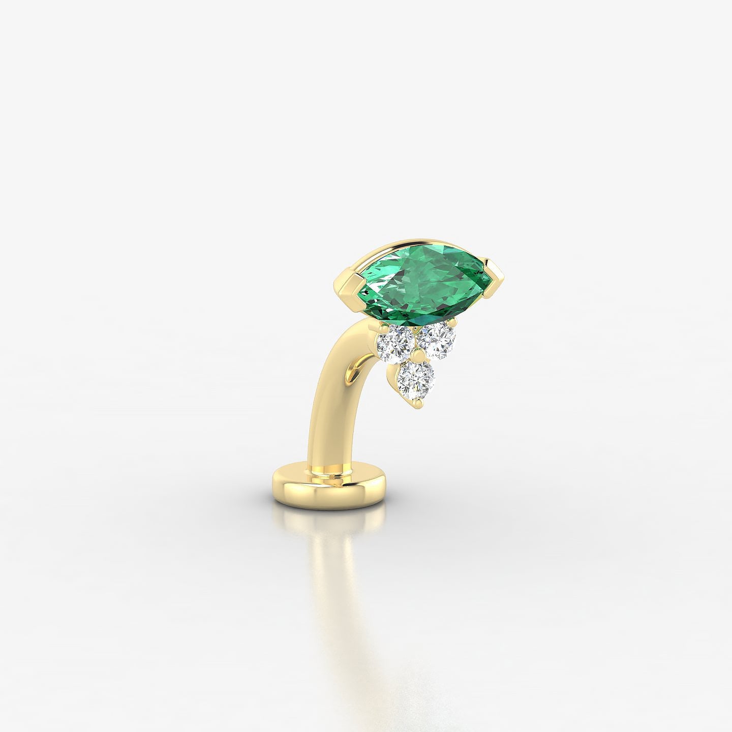 Oya | 18k Yellow Gold 8 mm 7 mm Emerald & Diamond Floating Navel Piercing