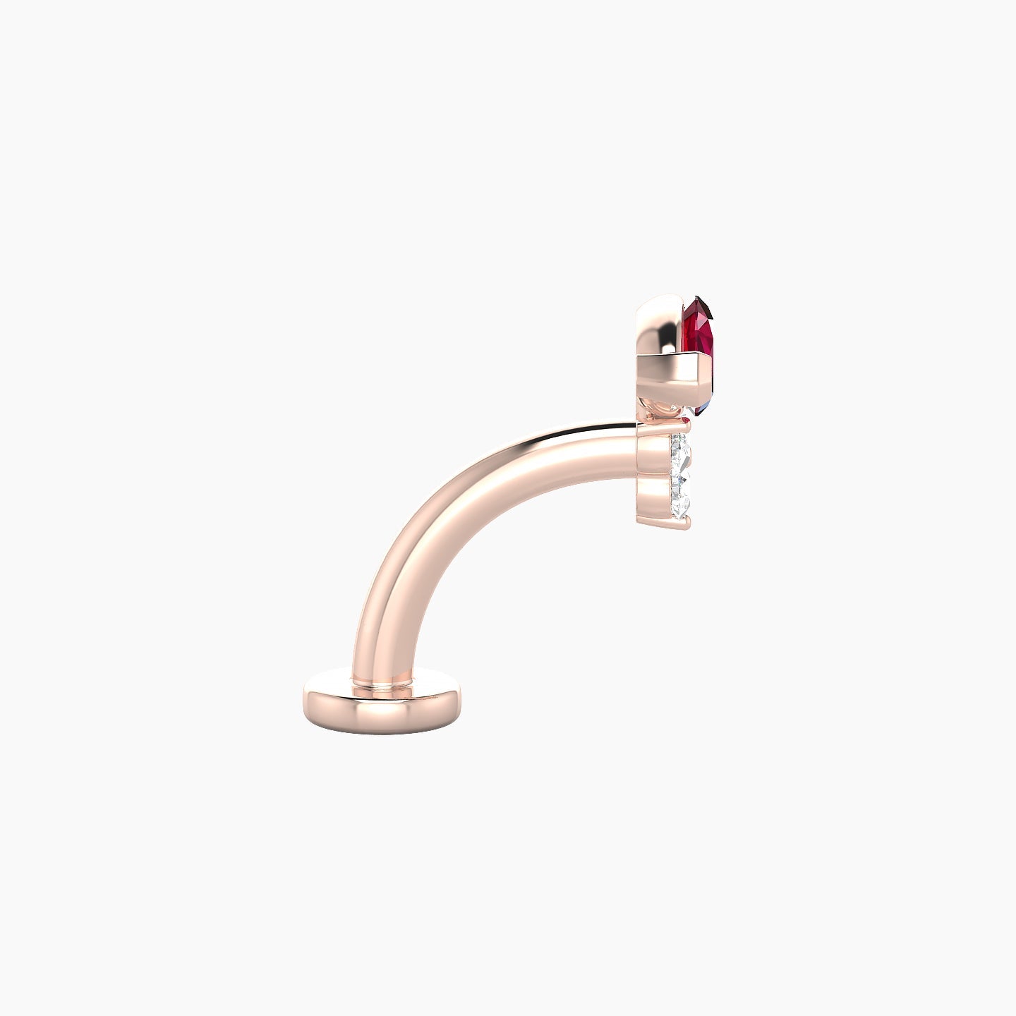 Oya | 18k Rose Gold 8 mm 7 mm Ruby & Diamond Floating Navel Piercing