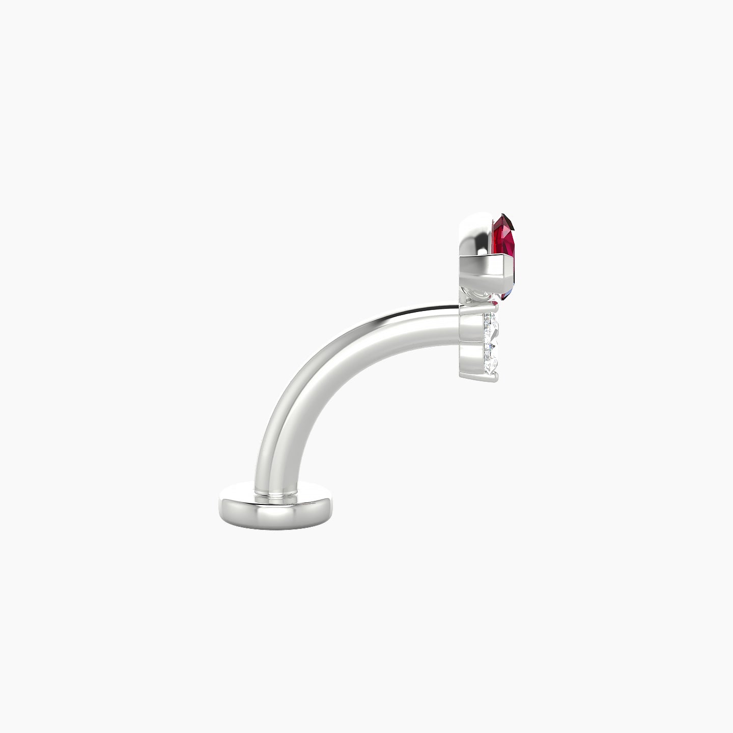 Oya | 18k White Gold 8 mm 7 mm Ruby & Diamond Floating Navel Piercing