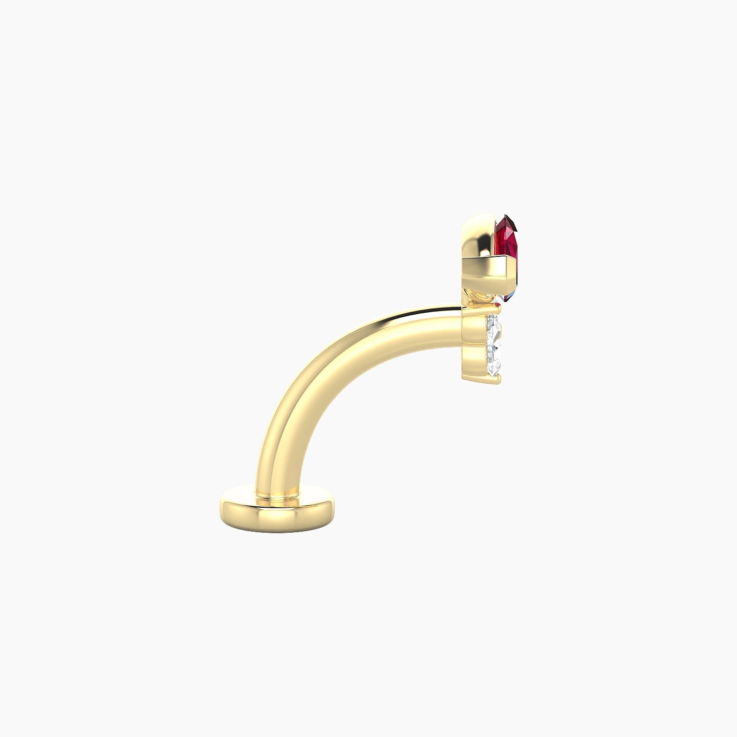 Oya | 18k Yellow Gold 8 mm 7 mm Ruby & Diamond Floating Navel Piercing