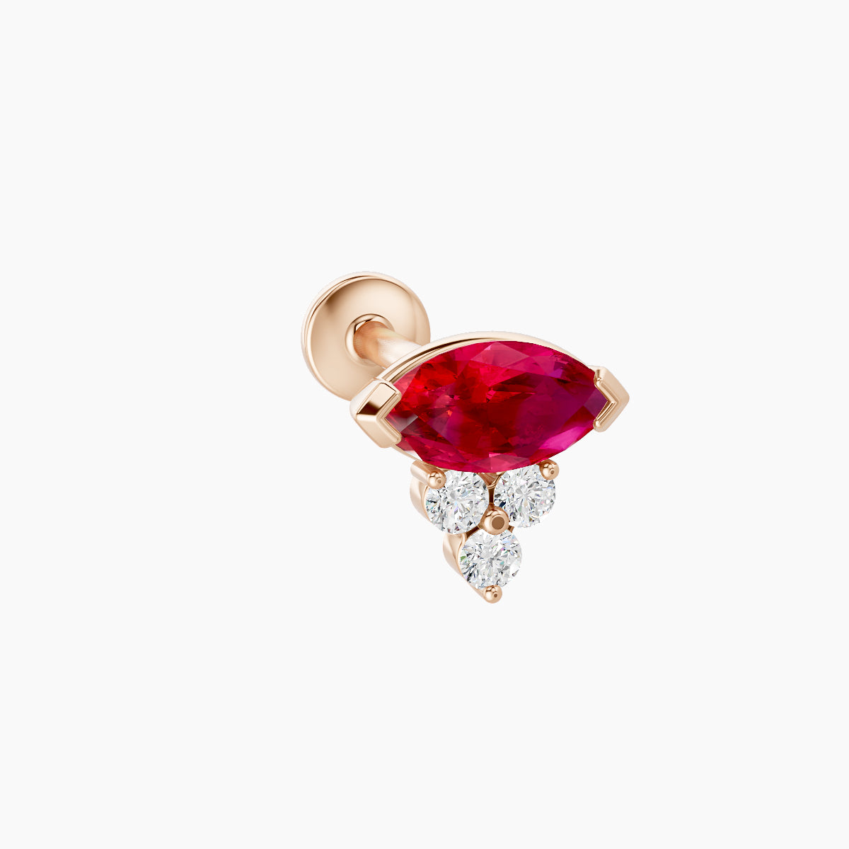Oya | 18k Rose Gold 8 mm 7 mm Ruby & Diamond Nose Piercing
