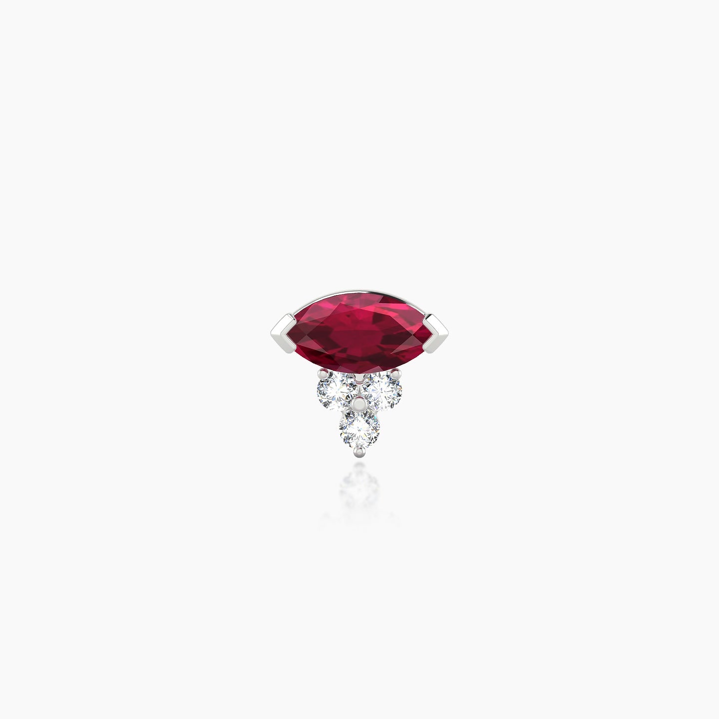 Oya | 18k White Gold 8 mm 7 mm Ruby & Diamond Nose Piercing