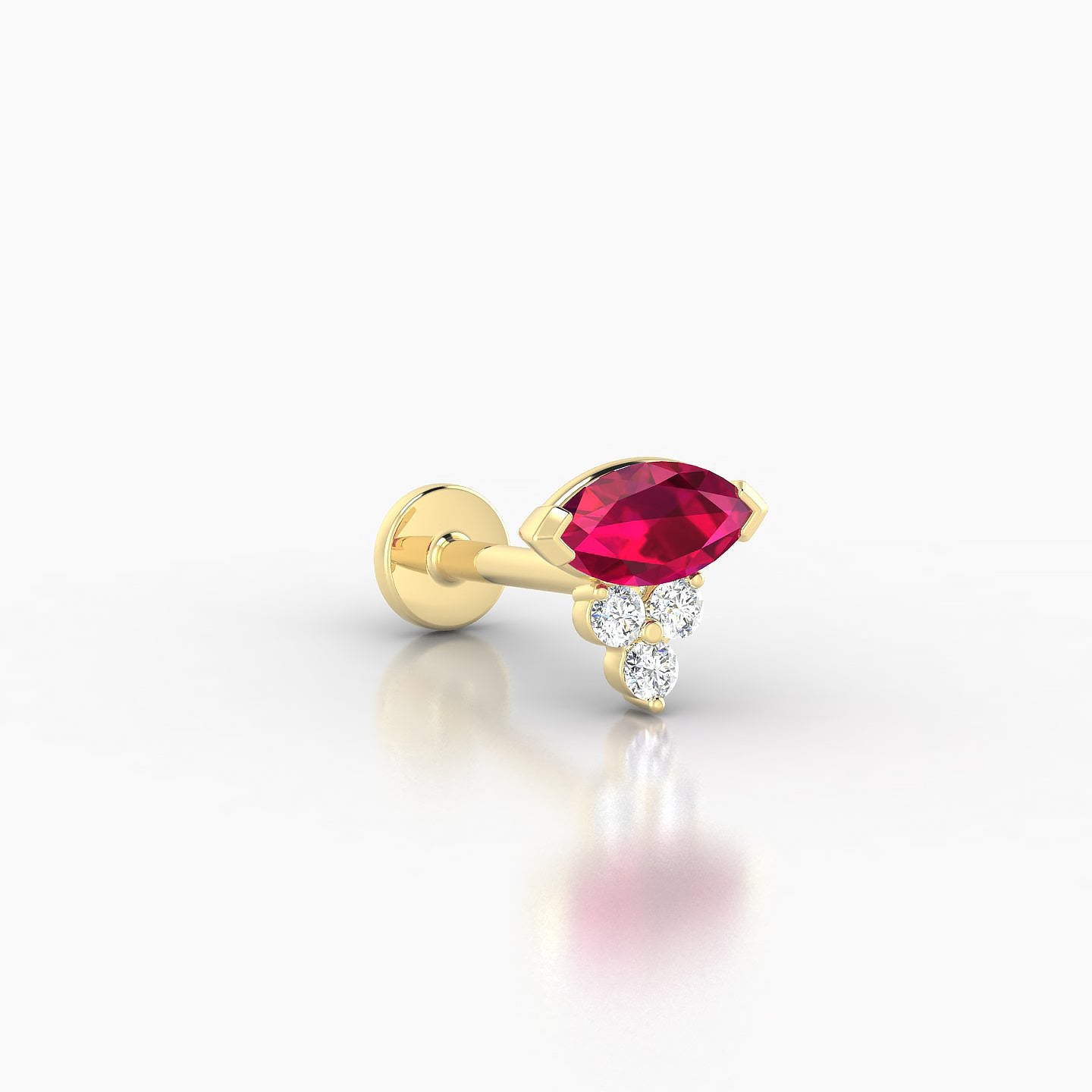 Oya | 18k Yellow Gold 8 mm 7 mm Ruby & Diamond Nose Piercing