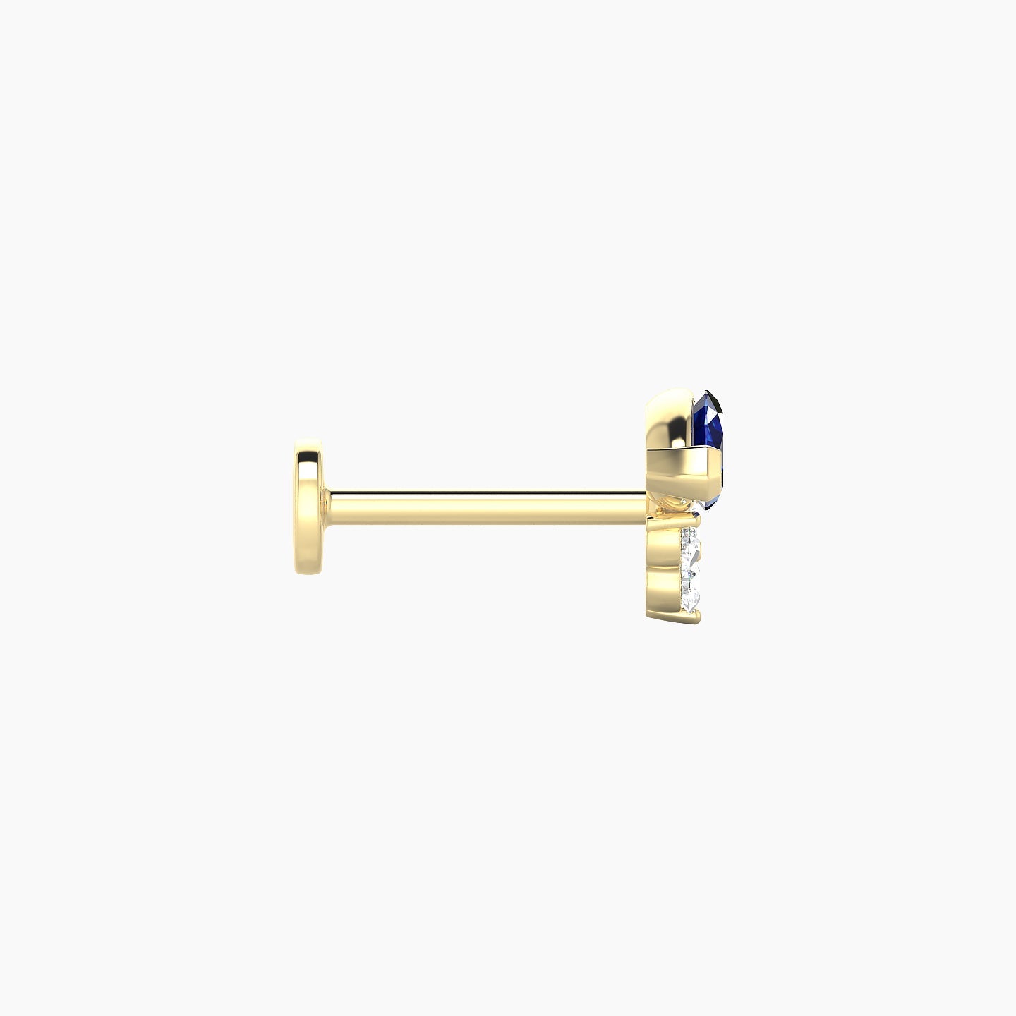 Oya | 18k Yellow Gold 8 mm 7 mm Sapphire & Diamond Nose Piercing