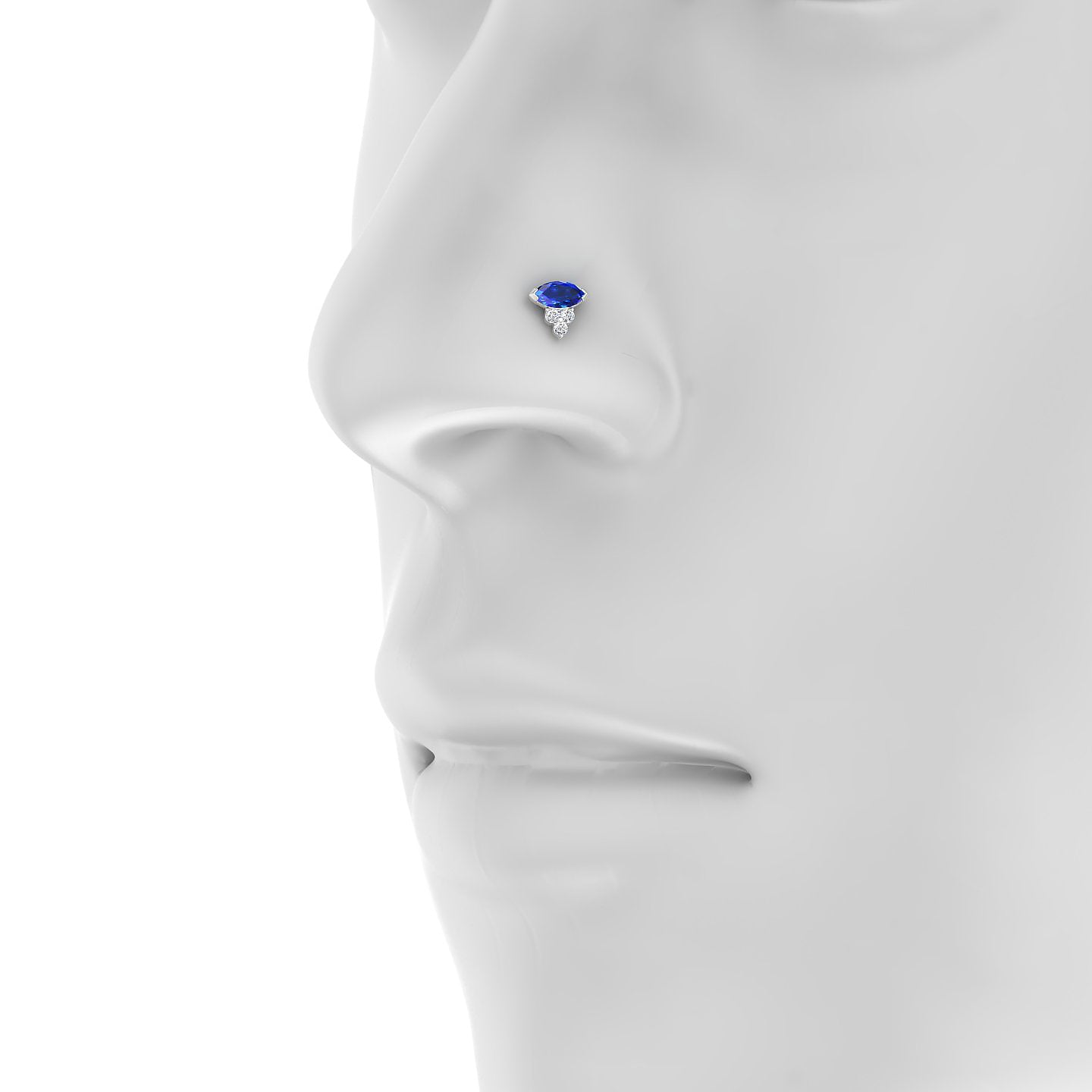 Oya | 18k White Gold 8 mm 7 mm Sapphire & Diamond Nose Piercing